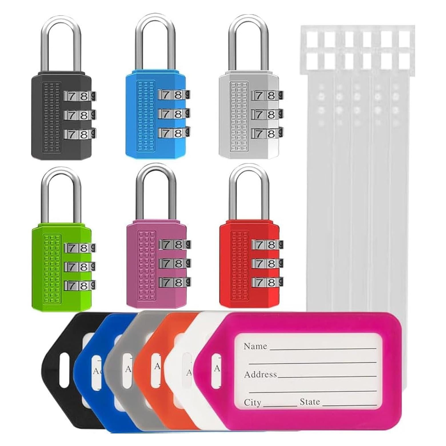 6 Candados de Combinación DUALCROWN + 6 Etiquetas de Viaje