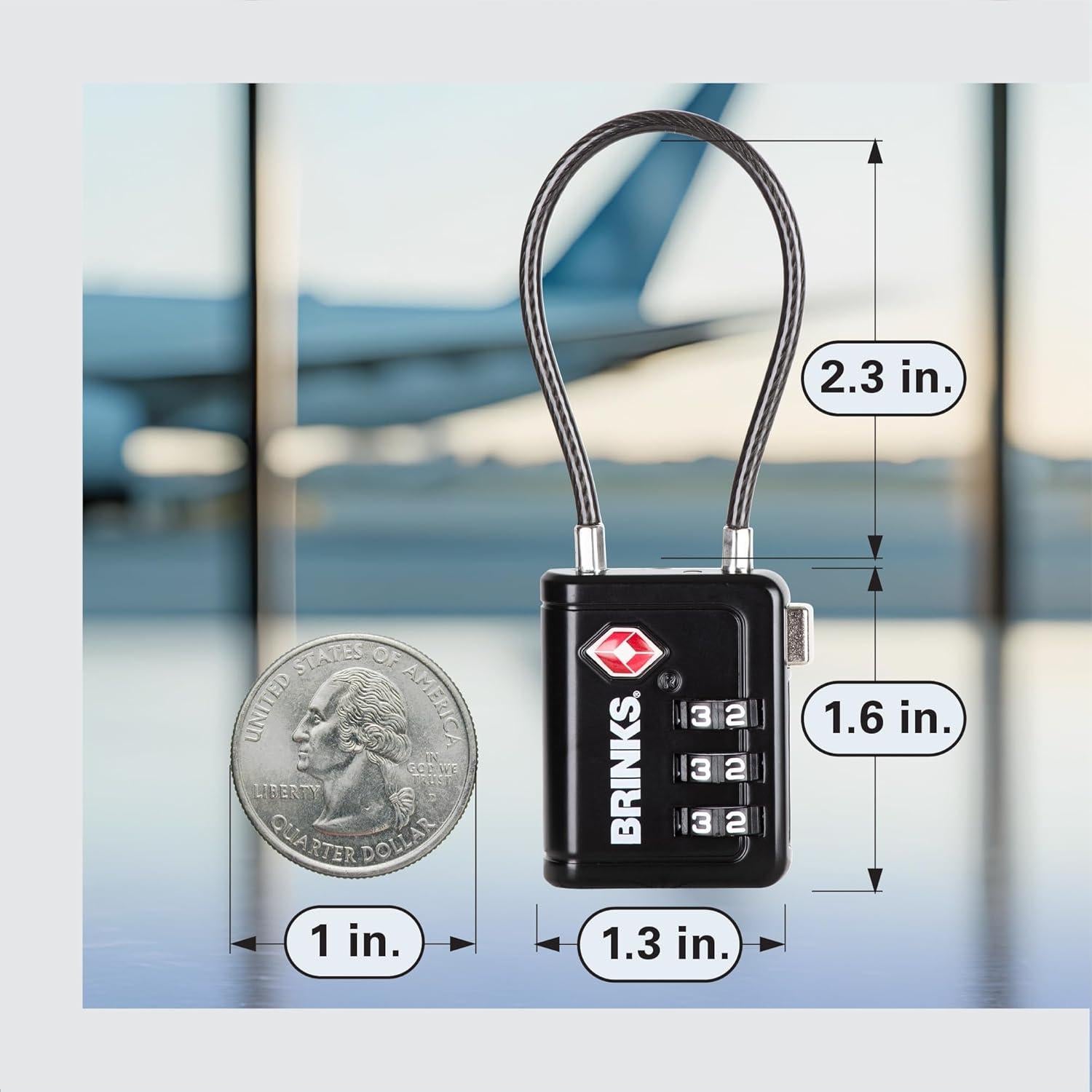 Candado de Equipaje Brinks TSA Negro 6.35 cm Combinación Reiniciable