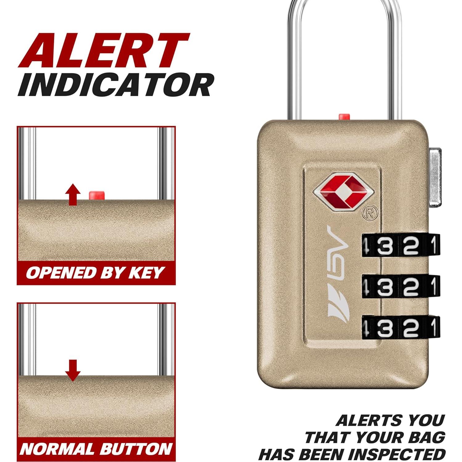 Candado de Combinación Aprobado por TSA BV - 2 Paquete Oro Champán