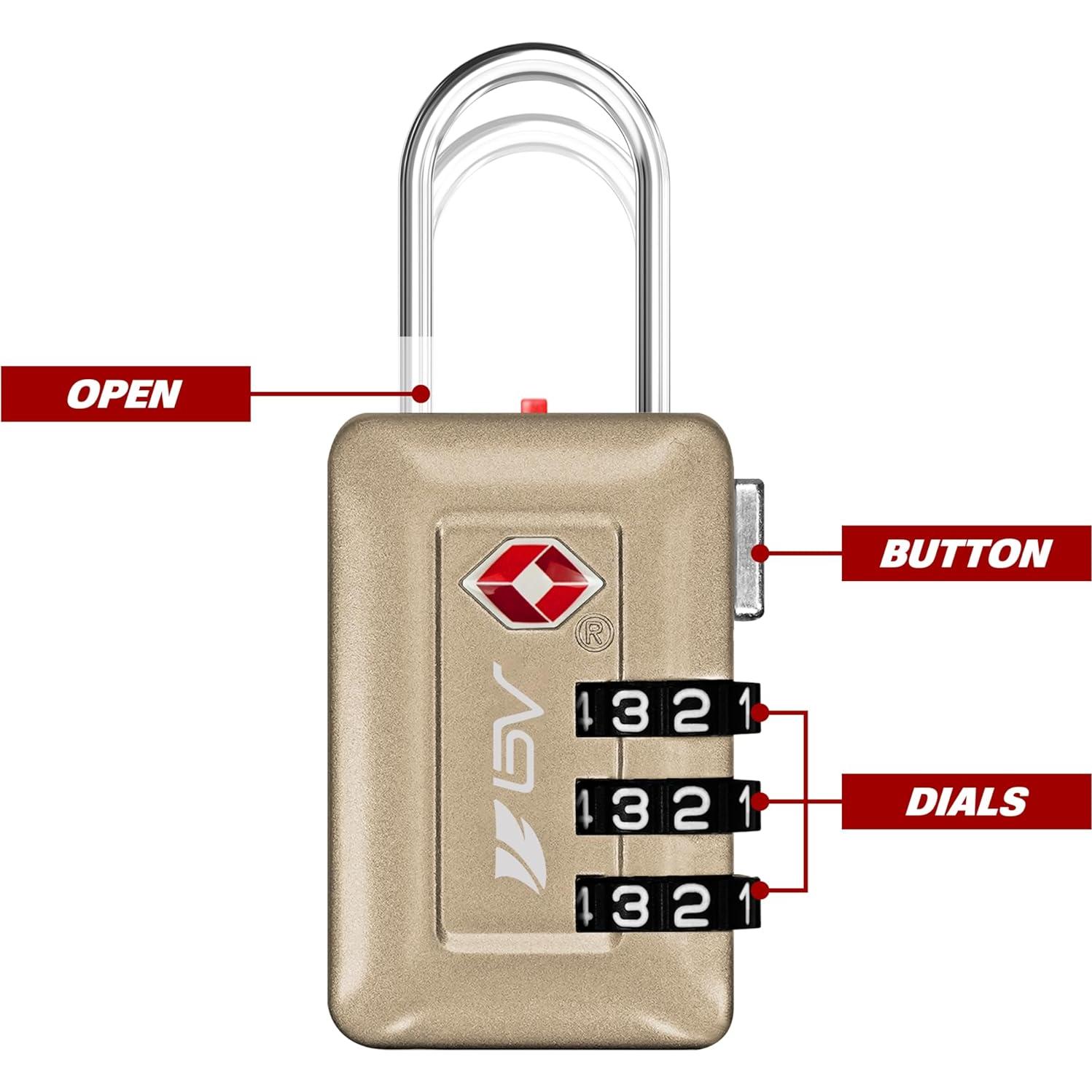 Candado de Combinación Aprobado por TSA BV - 2 Paquete Oro Champán