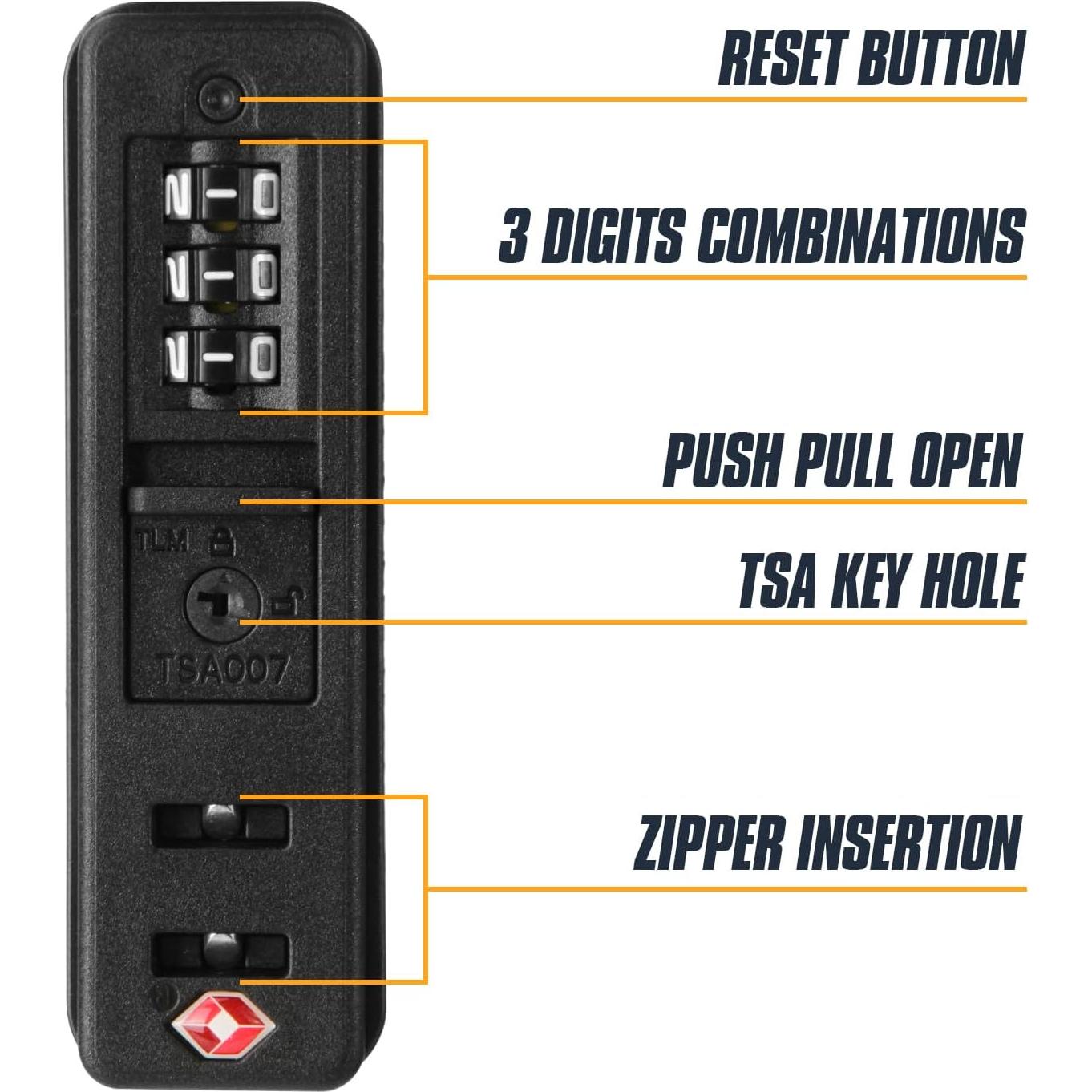 2 Candados TSA de Combinación Ech.Apr para Equipaje Negro