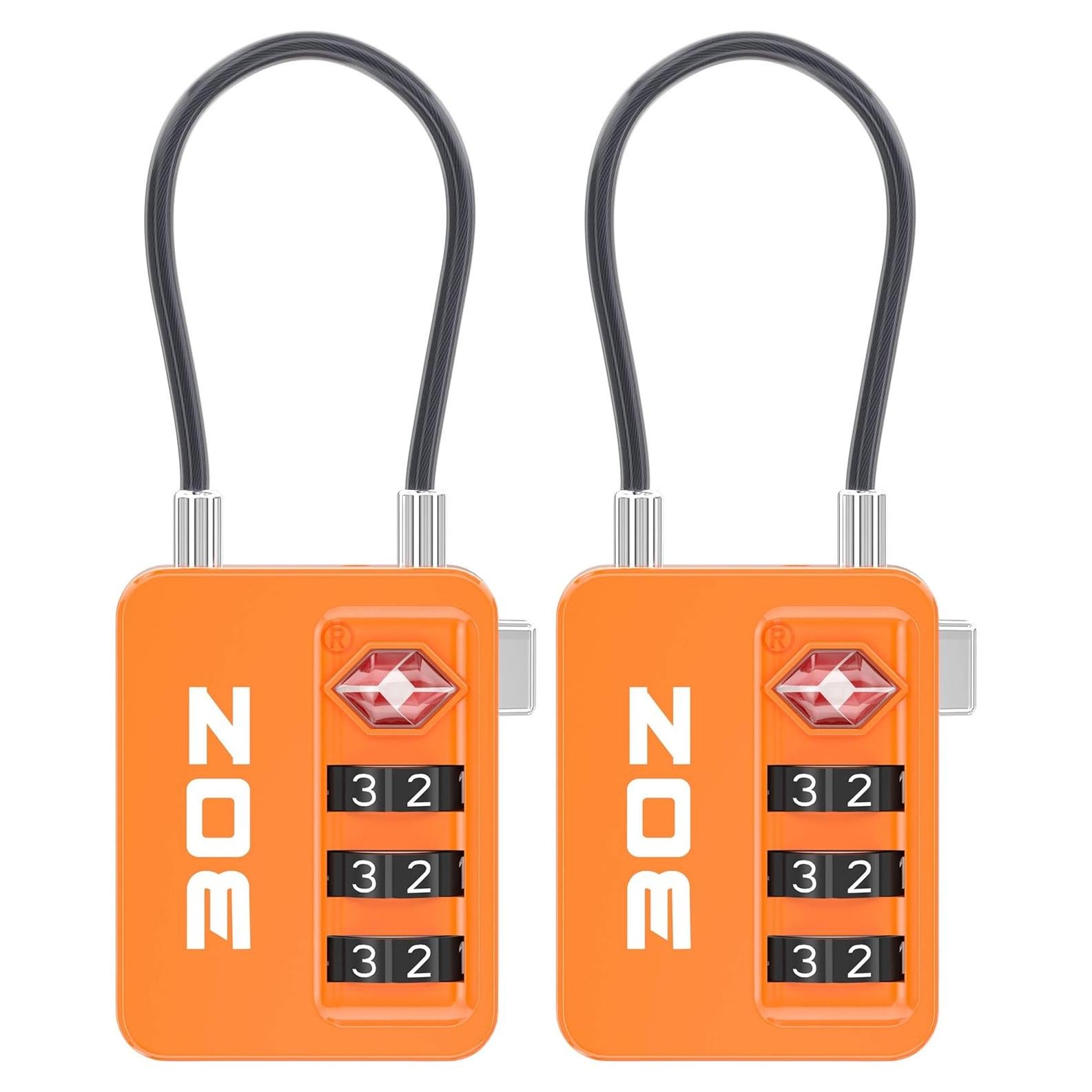Candados de Equipaje TSA 3OZ Naranja 2 Paquete Combinación