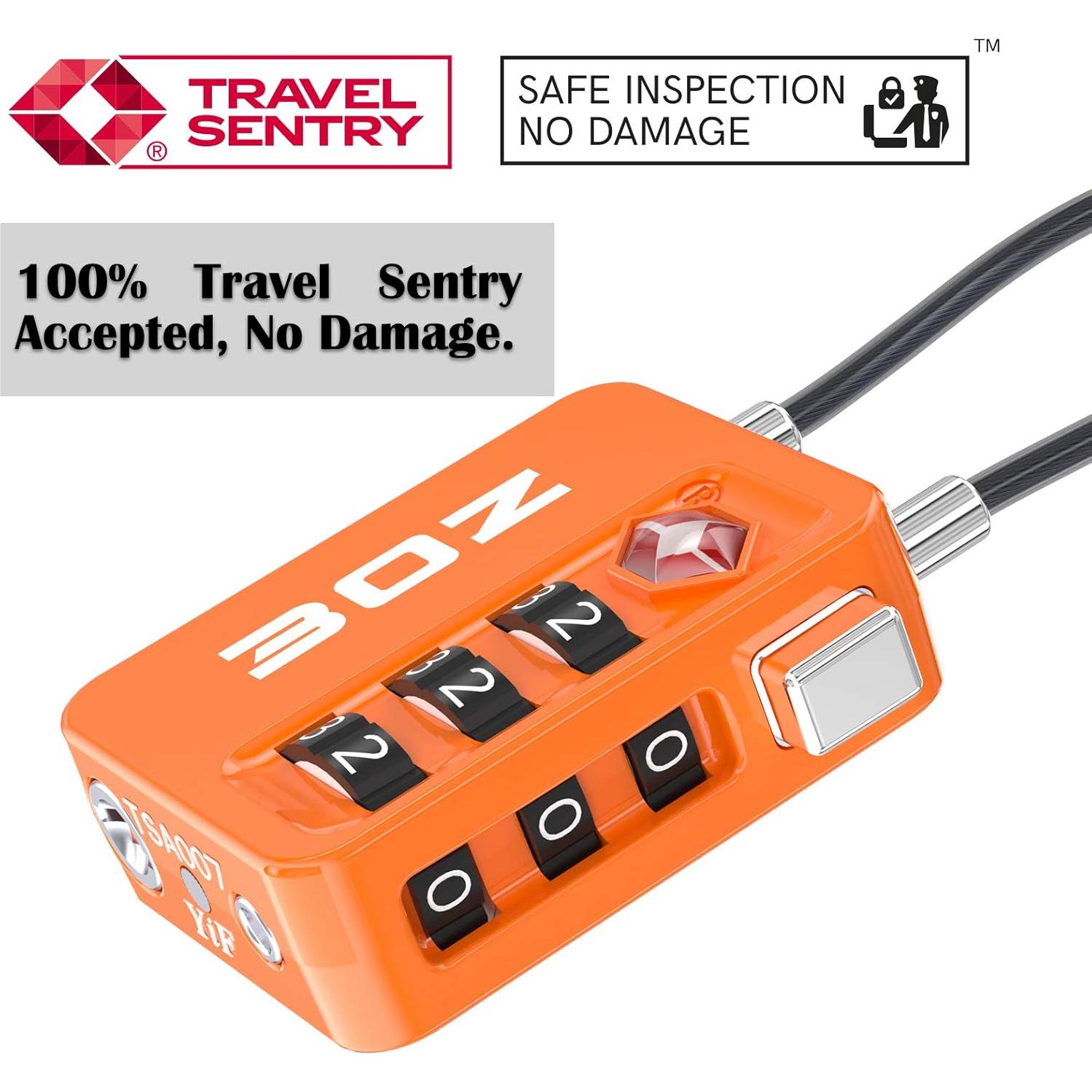 Candados de Equipaje TSA 3OZ Naranja 2 Paquete Combinación