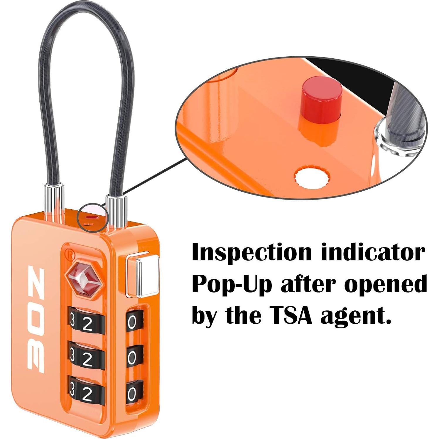 Candados de Equipaje TSA 3OZ Naranja 2 Paquete Combinación