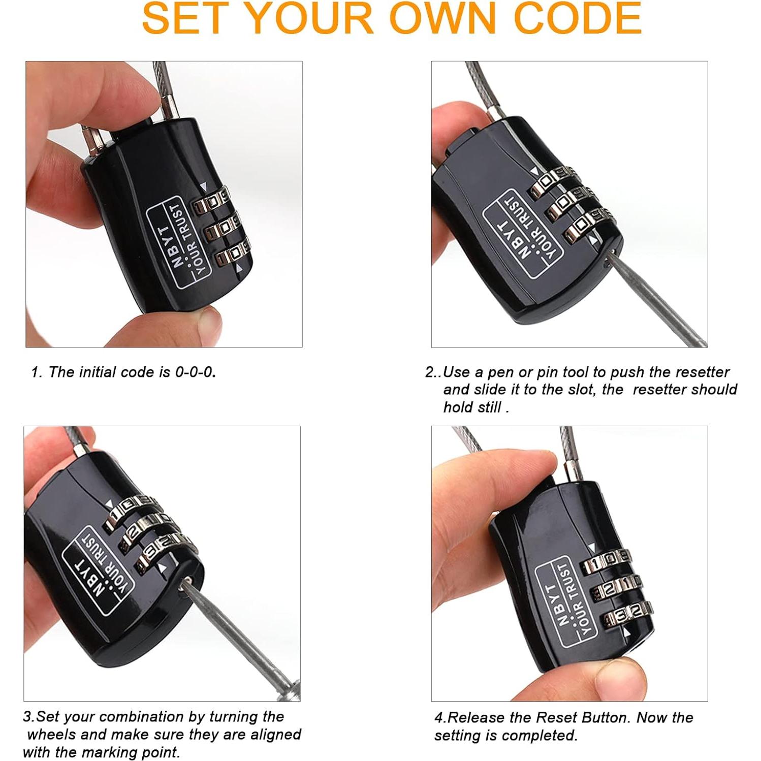 Candado de Combinación NBYT 3 Dígitos 3.18 mm para Equipaje