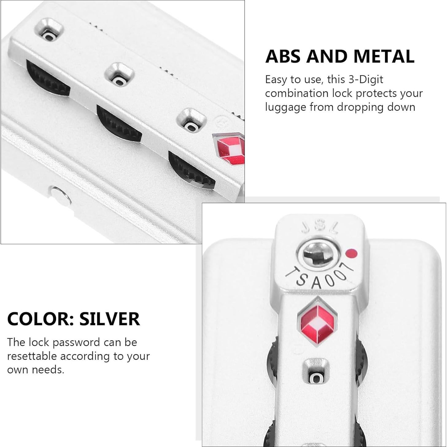 Candado de Equipaje Hemoton TSA 2pcs Combinación 3 Dígitos