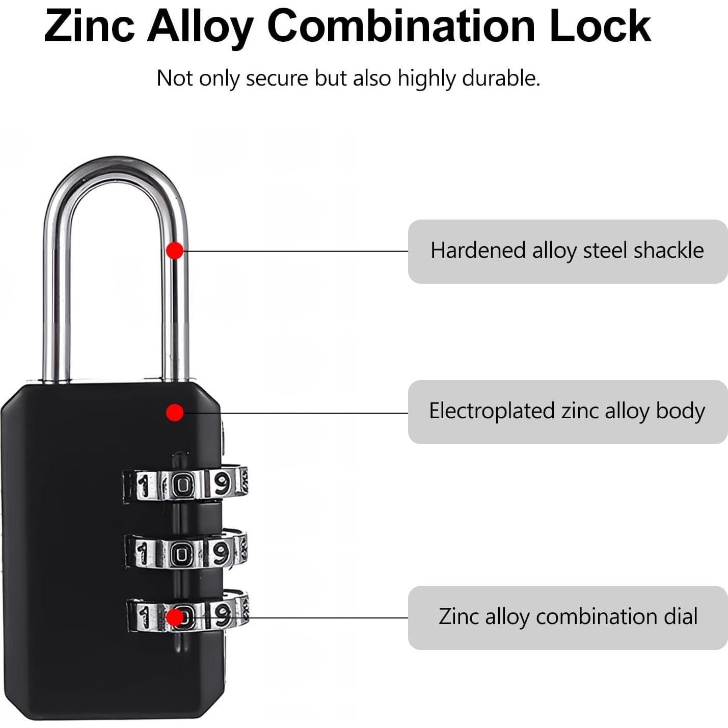 Juego de 2 Candados de Equipaje Tienyuu Negros Personalizables