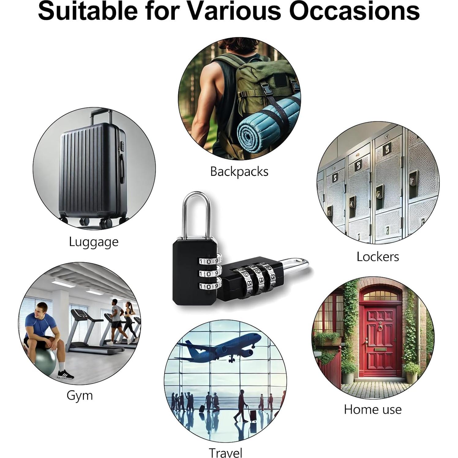 Juego de 2 Candados de Equipaje Tienyuu Negros Personalizables