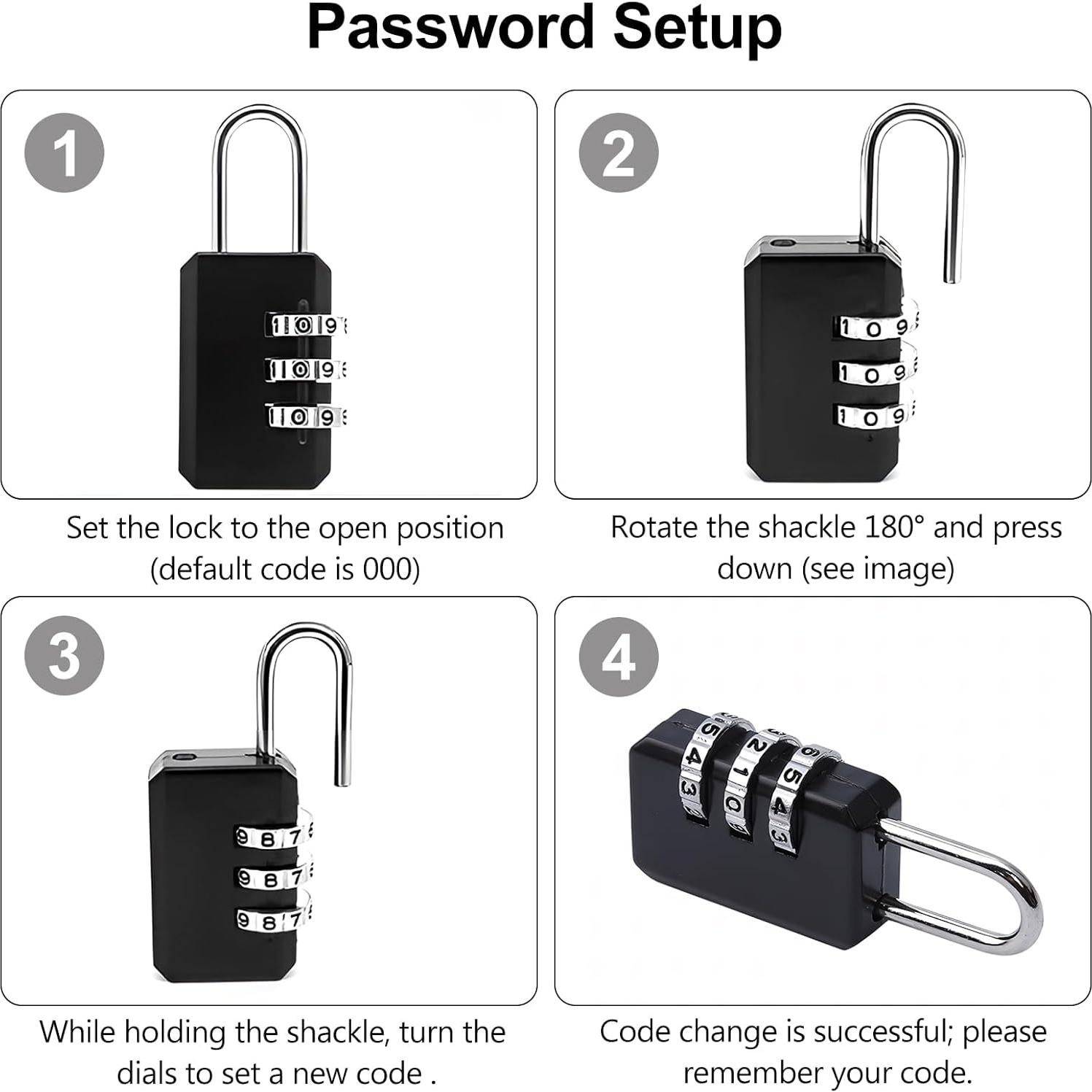 Juego de 2 Candados de Equipaje Tienyuu Negros Personalizables