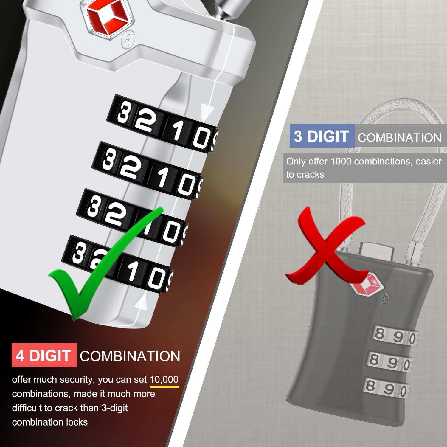 2 Candados de Equipaje TSA Diyife con Cable Flexible 14cm