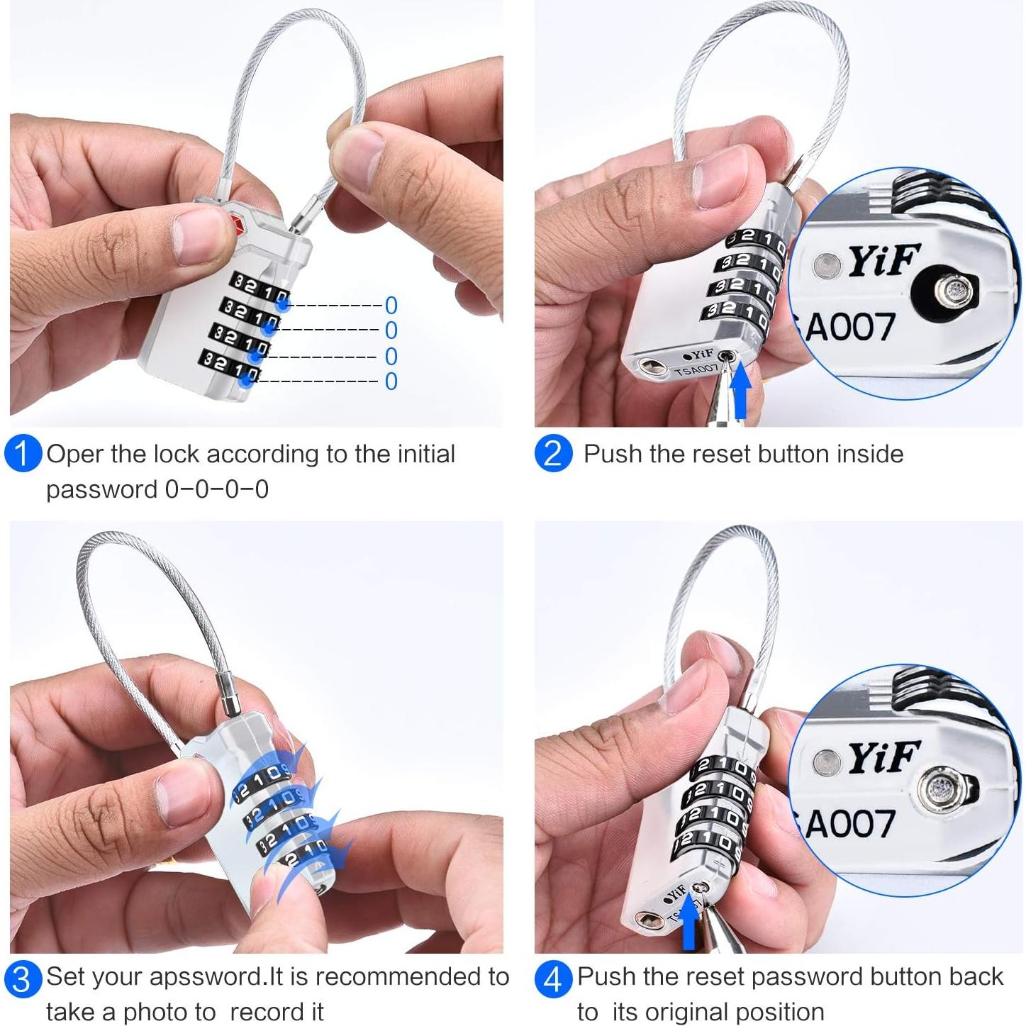 2 Candados de Equipaje TSA Diyife con Cable Flexible 14cm