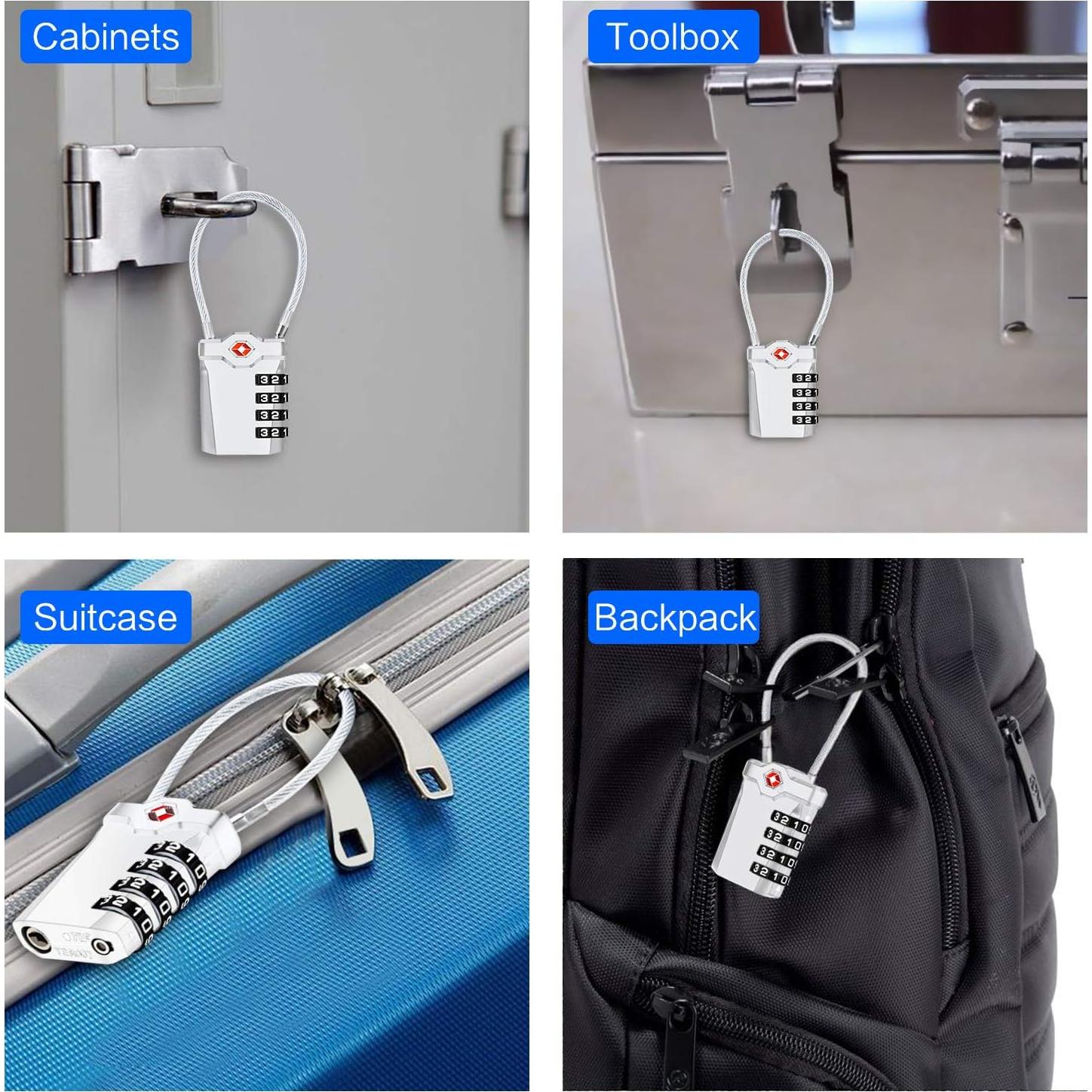 2 Candados de Equipaje TSA Diyife con Cable Flexible 14cm