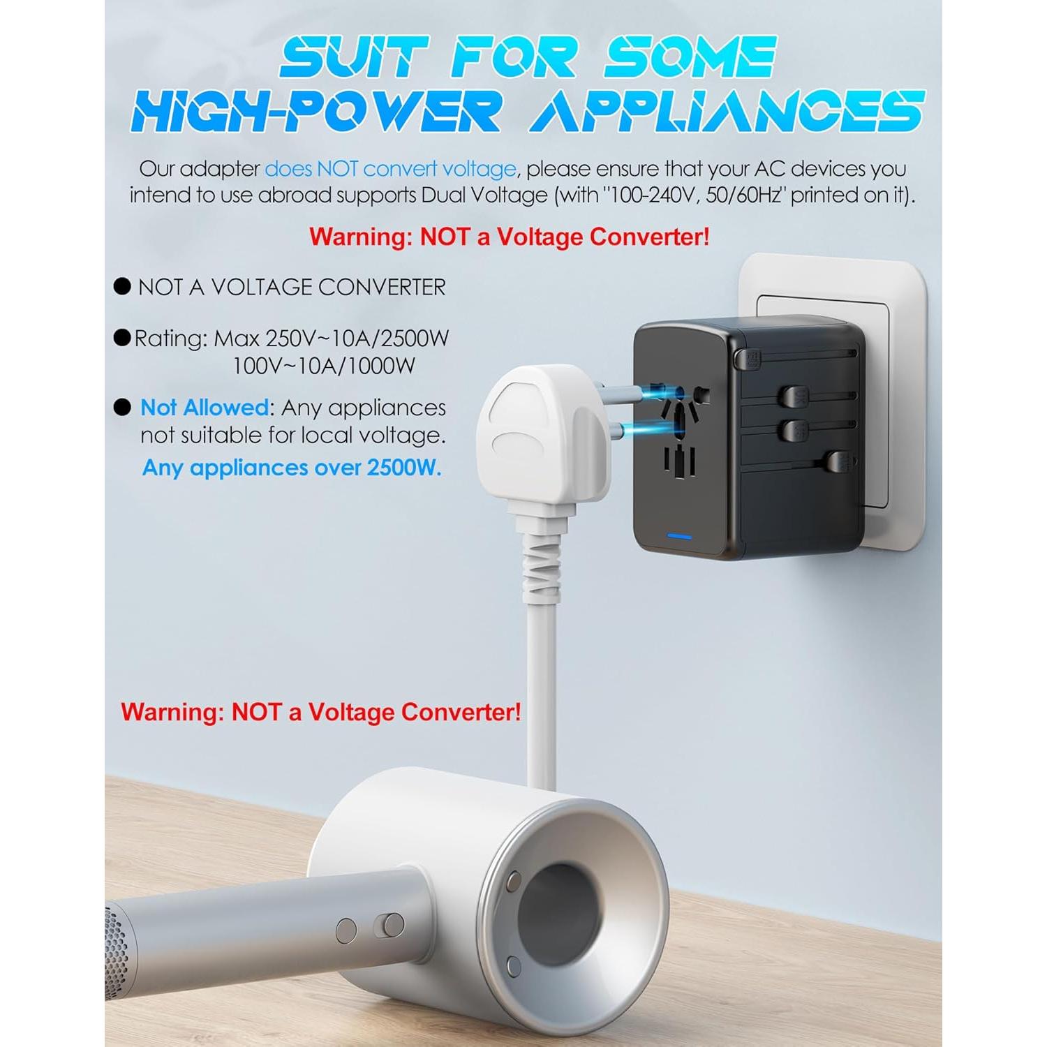 Adaptador de Viaje Universal URJD 6 Puertos USB-C y USB-A