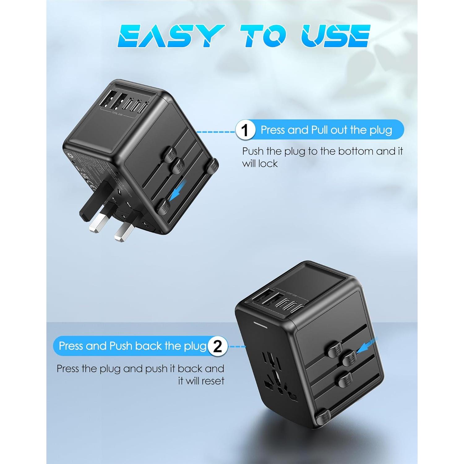 Adaptador de Viaje Universal URJD 6 Puertos USB-C y USB-A