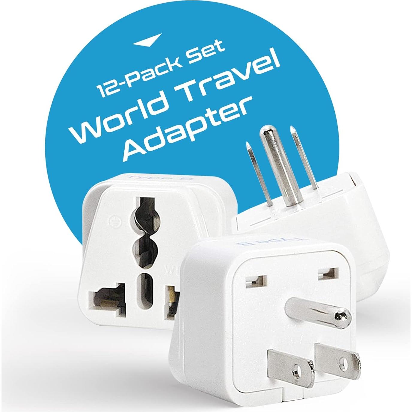 Adaptador de Viaje Ceptics GP-12PK, Set de 12 Adaptadores