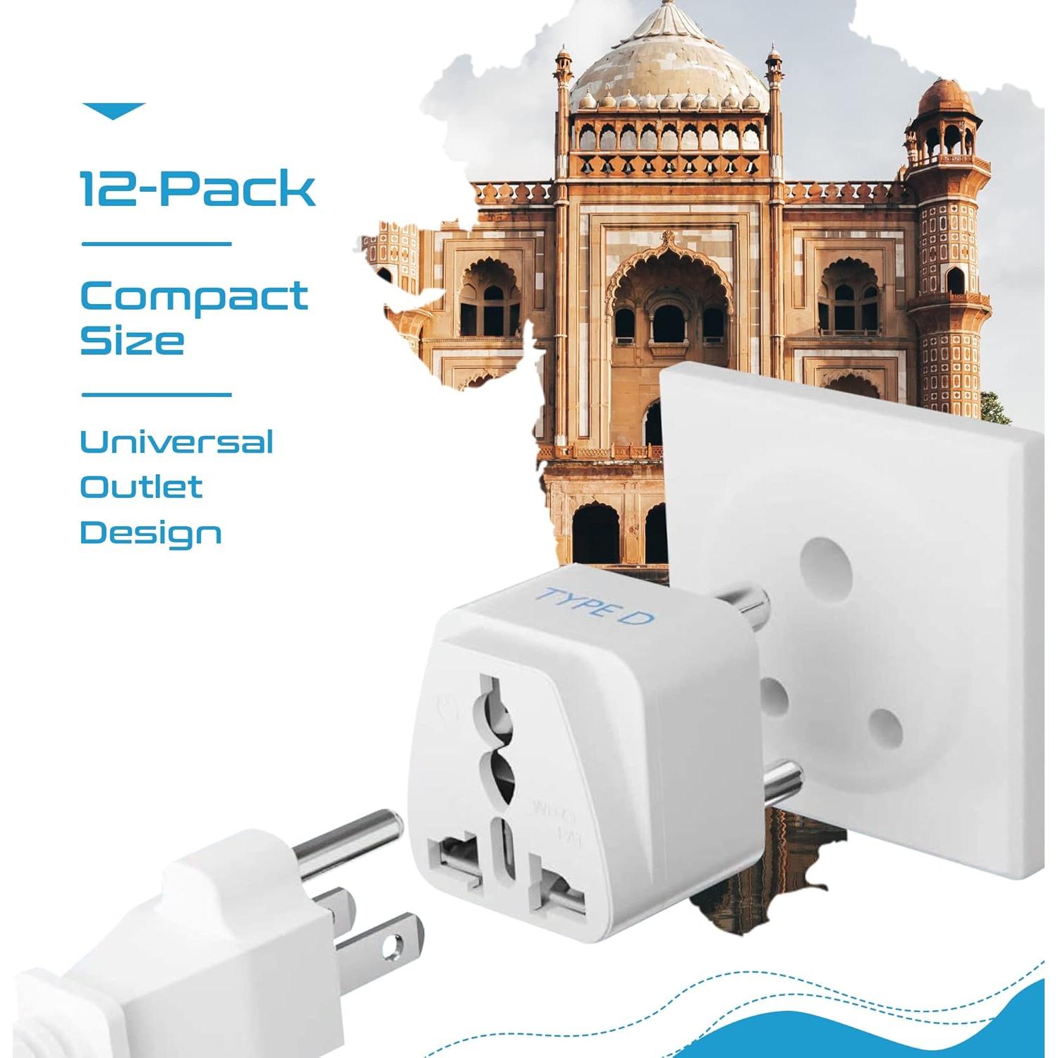 Adaptador de Viaje Ceptics GP-12PK, Set de 12 Adaptadores