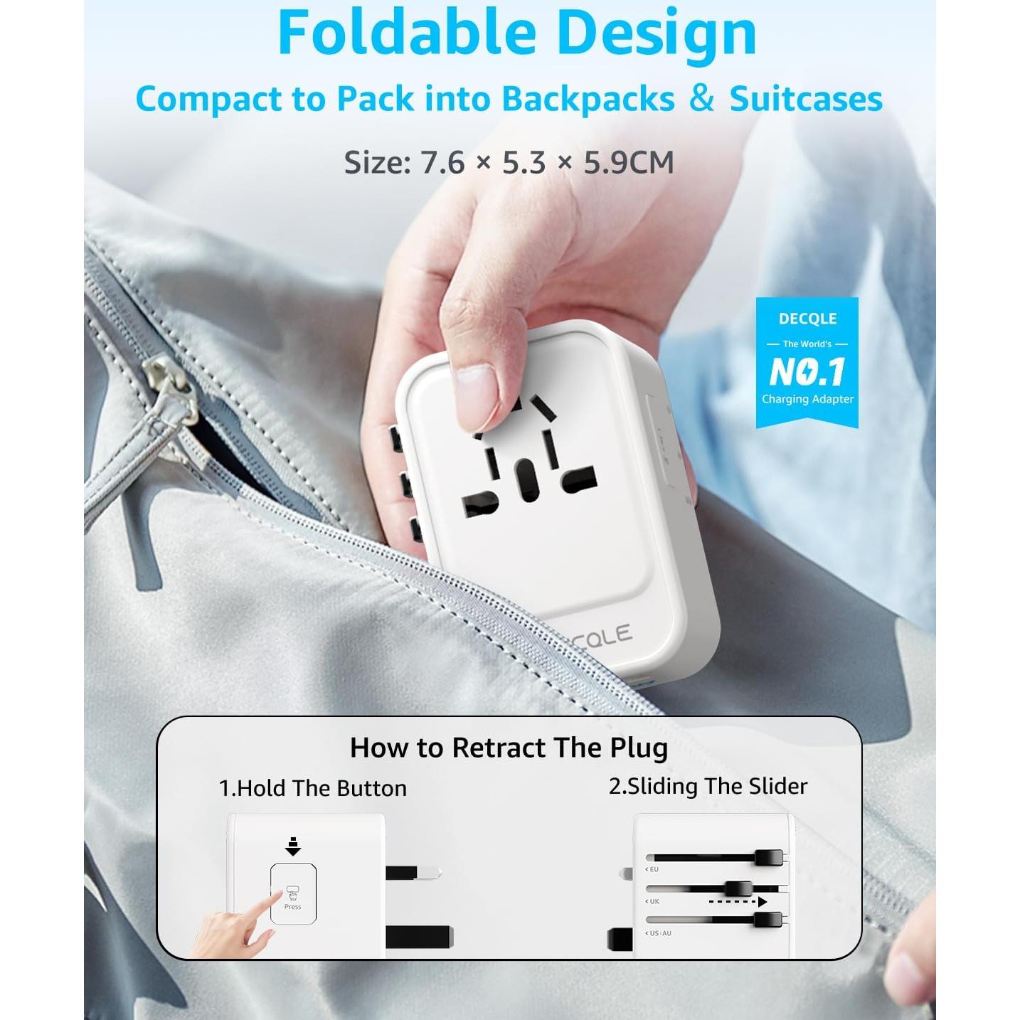 Adaptador de Viaje Universal LDNIO DQZ9 con 2 USB-C y 1 USB-A
