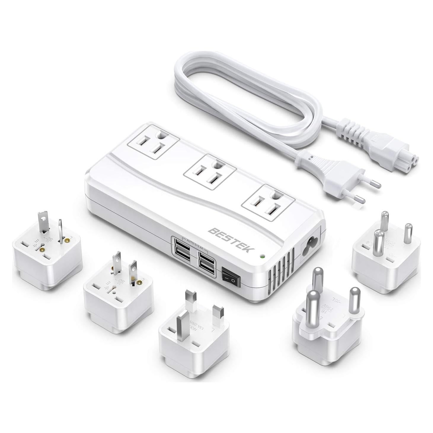 Adaptador de corriente internacional BESTEK 250W 4 USB Blanco