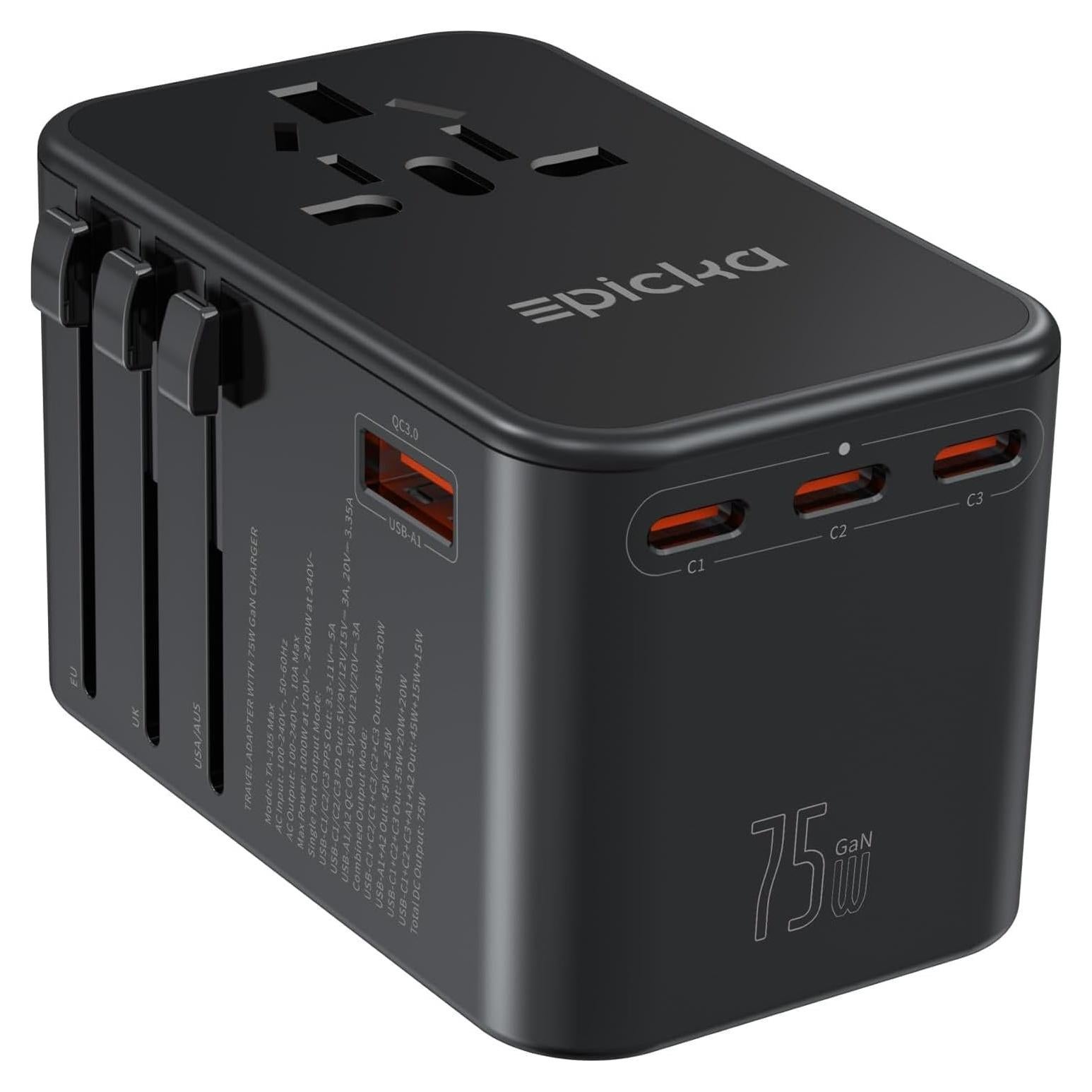 Adaptador de Viaje Universal EPICKA TA-105 Max 75W 5 Puertos