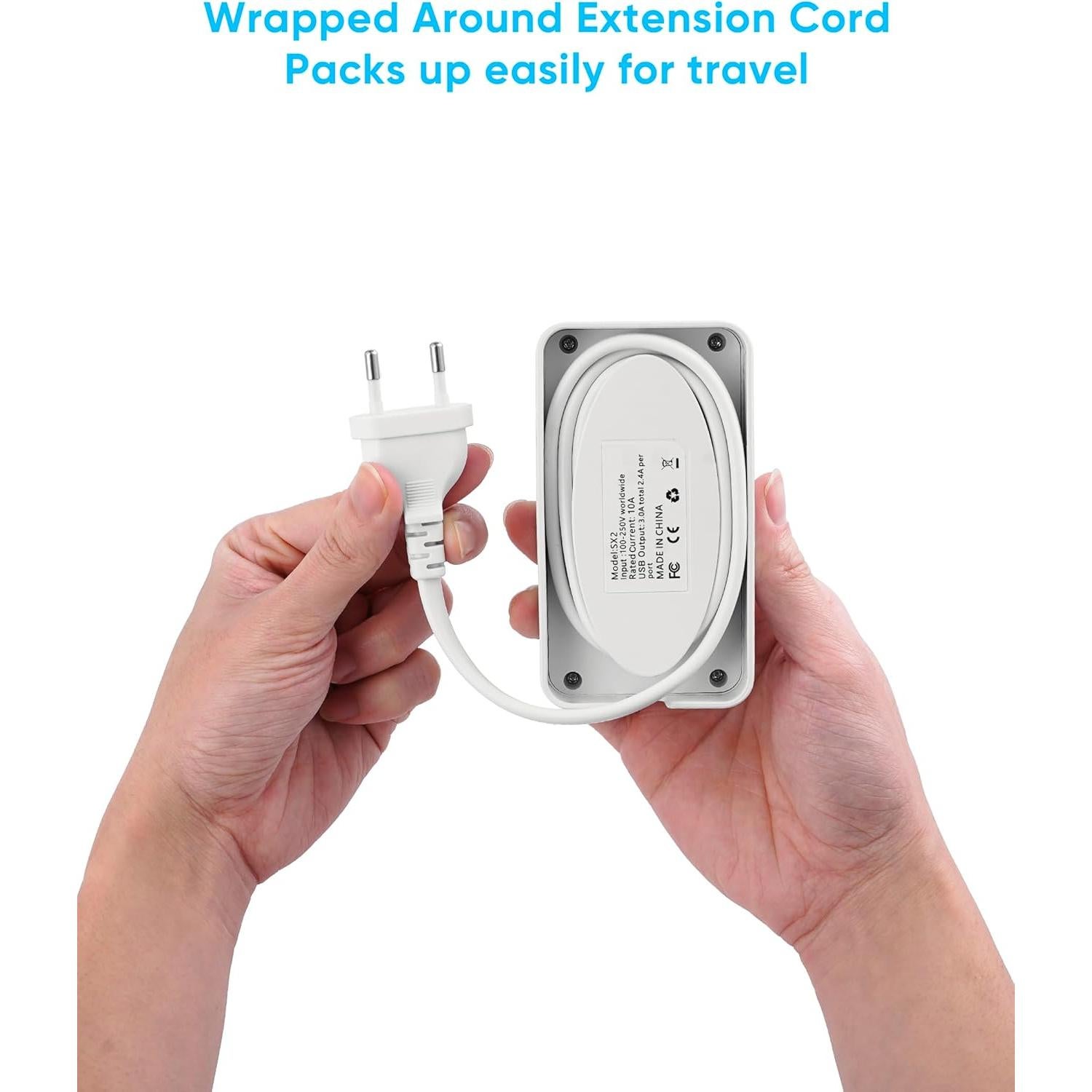 Adaptador de viaje universal Kakyanill 10 en 1 con 6 salidas AC y 4 USB