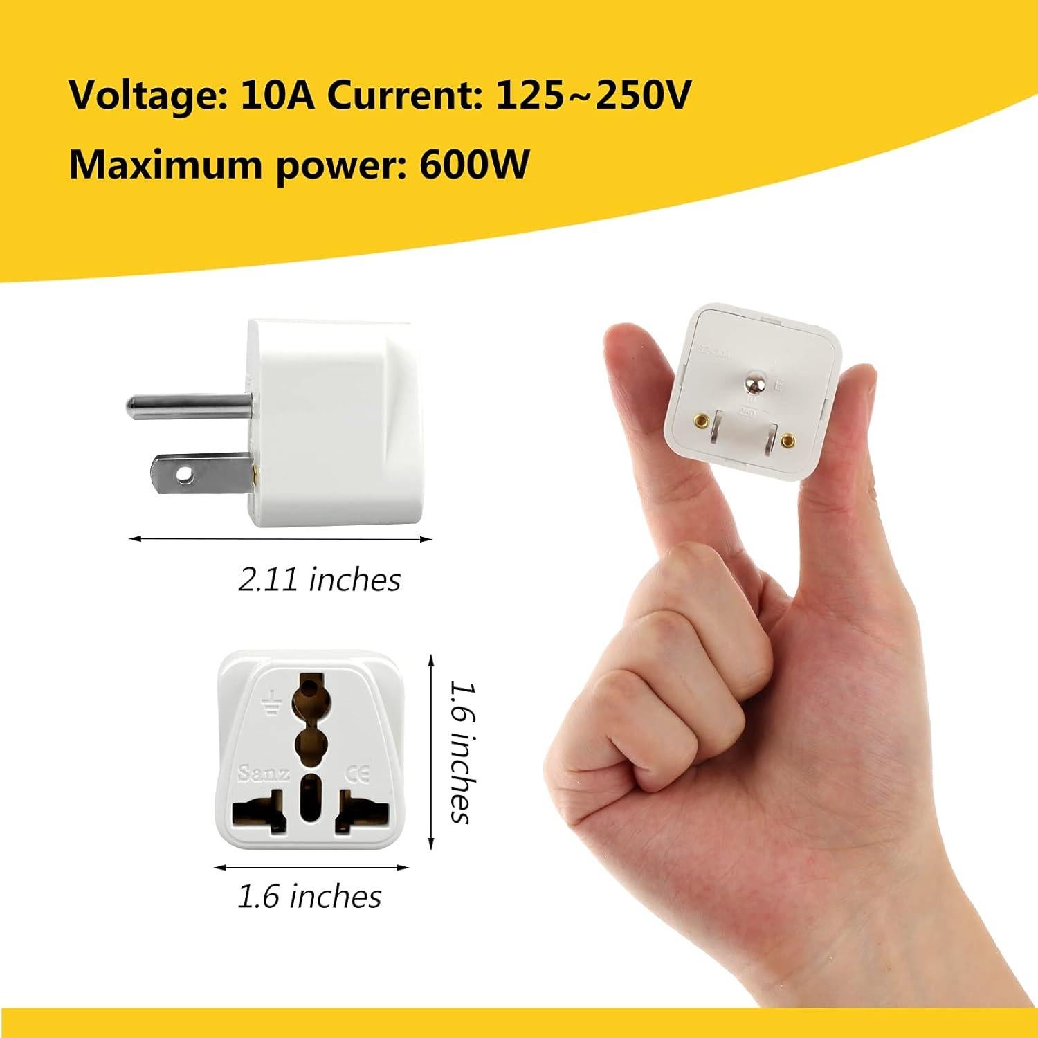 Adaptador Universal de Enchufe Romeda 4 Paquetes Blanco