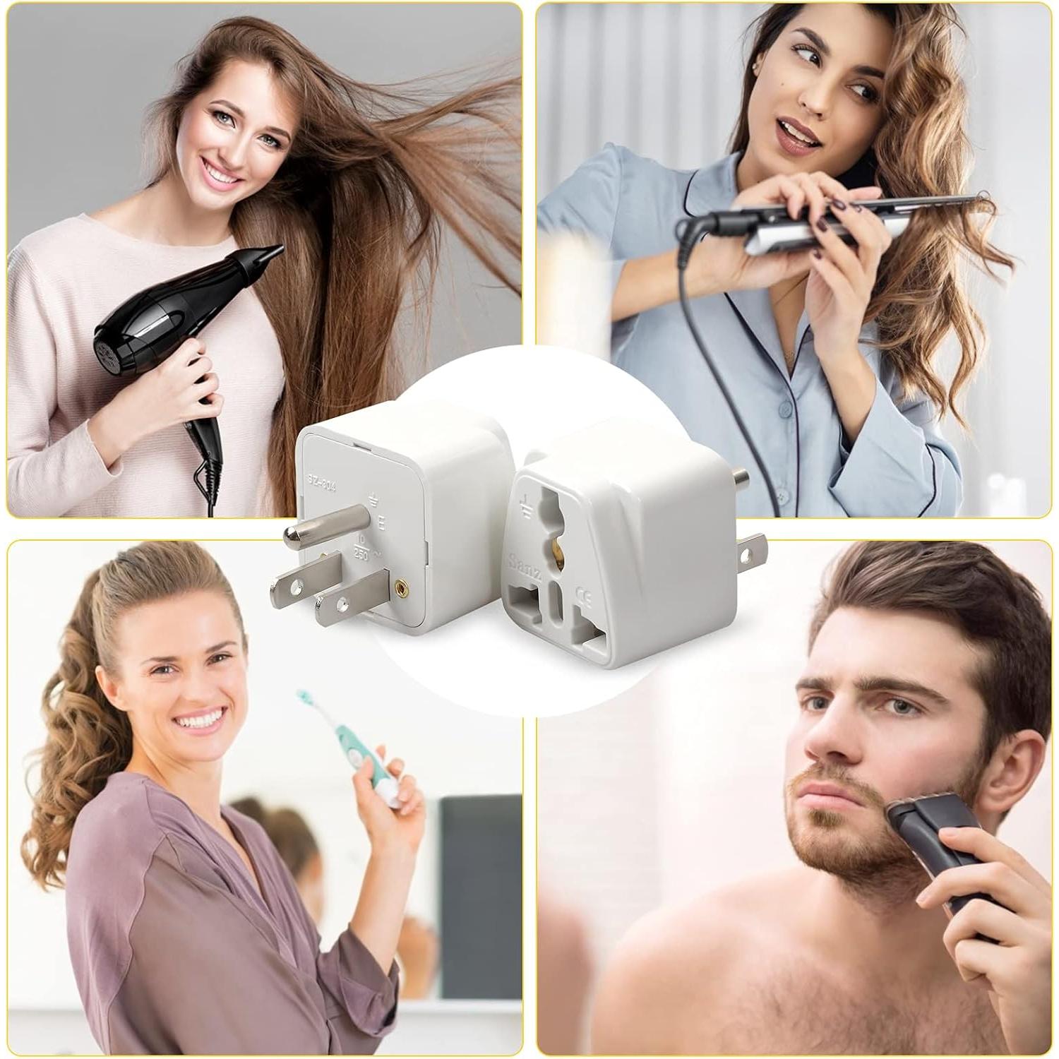 Adaptador Universal de Enchufe Romeda 4 Paquetes Blanco