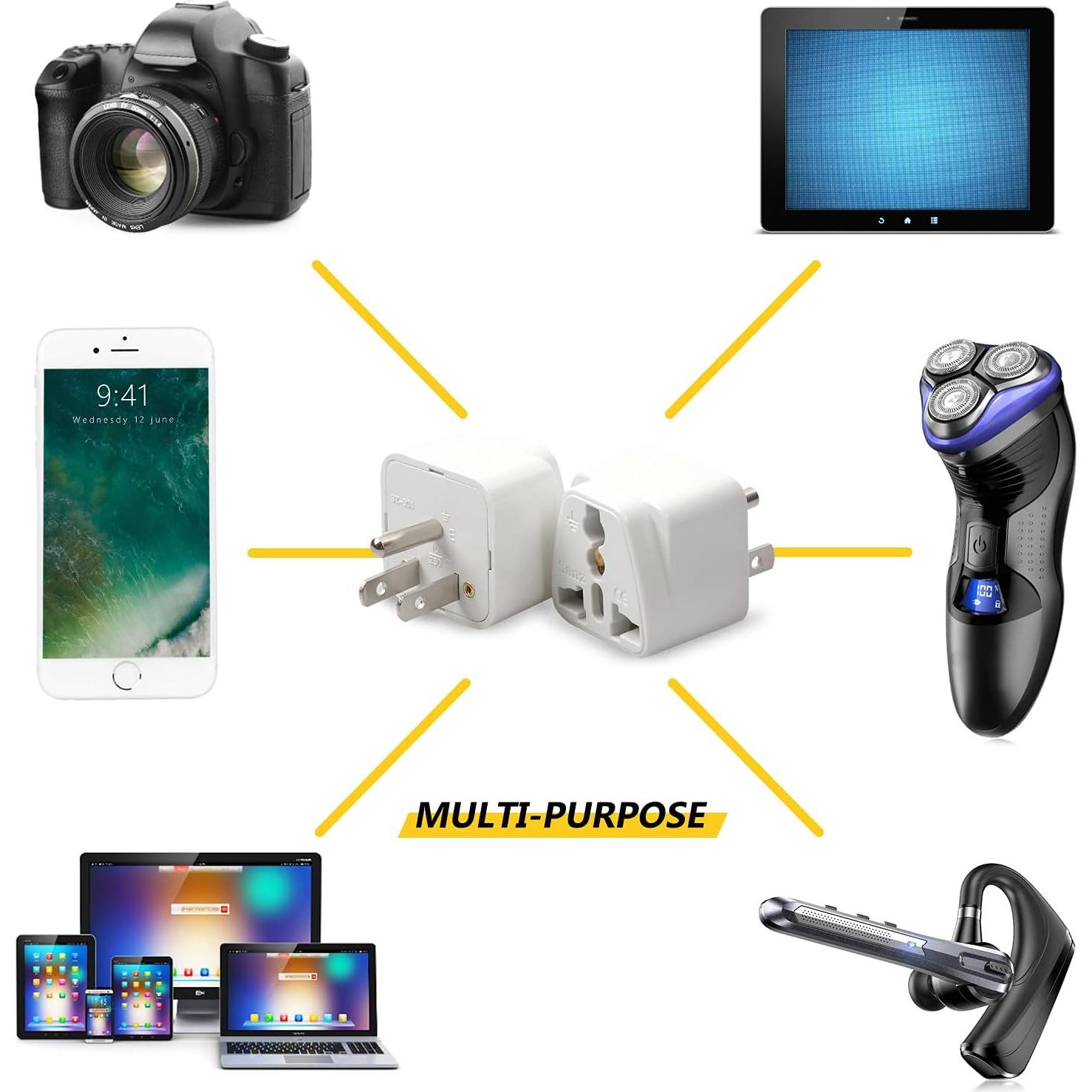 Adaptador Universal de Enchufe Romeda 4 Paquetes Blanco