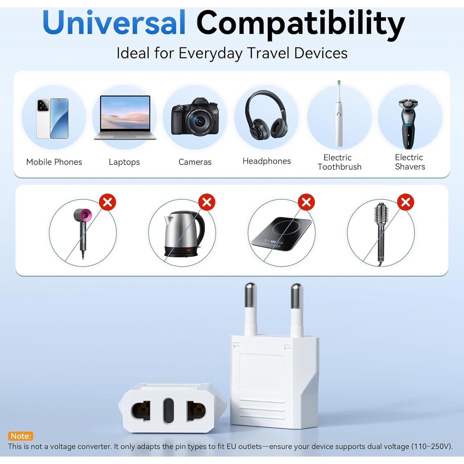 Adaptador de Enchufe Tipo C Unidapt 4 Pack - Viaje a Europa