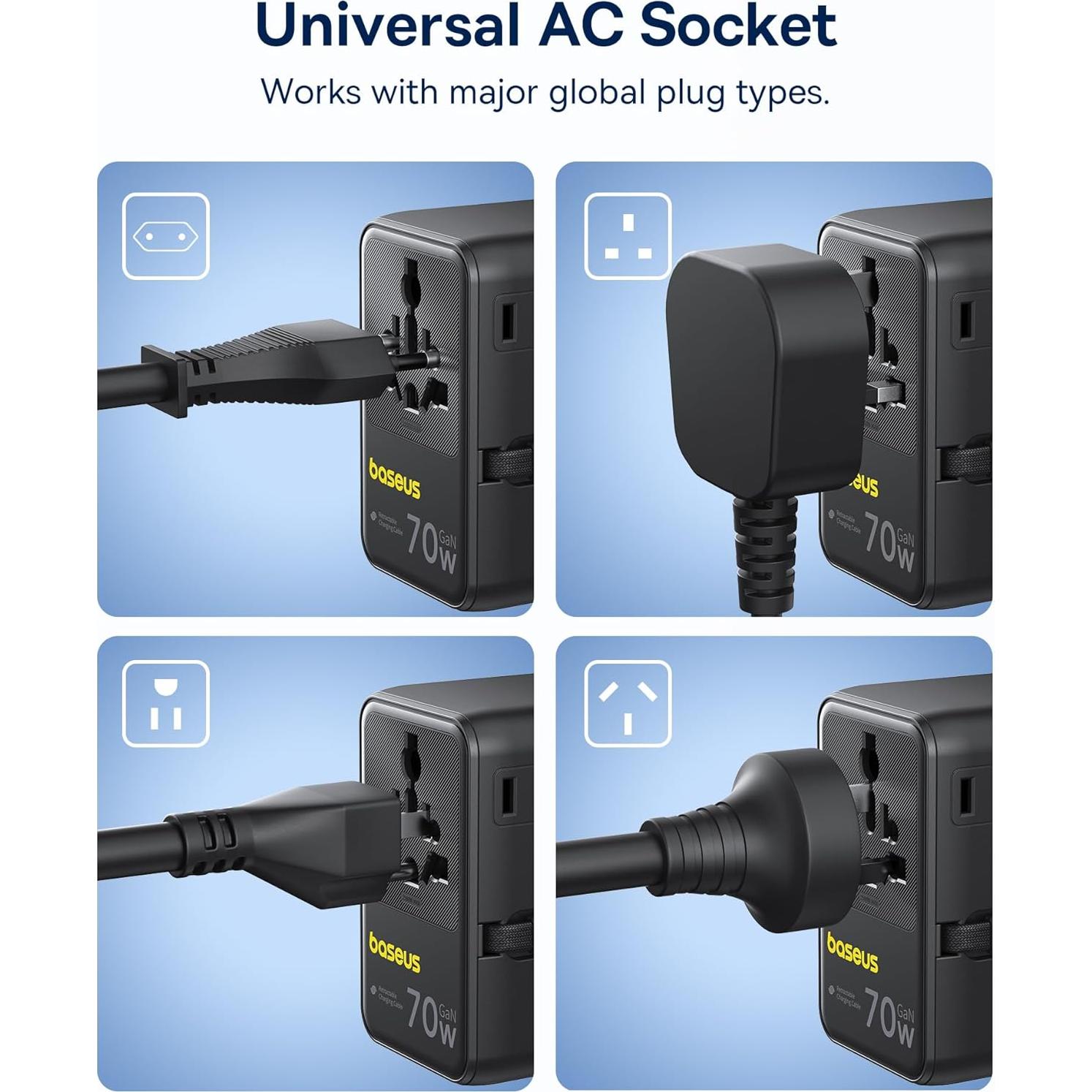 Adaptador de Viaje Universal Baseus Enercore CG11 70W 6-en-1