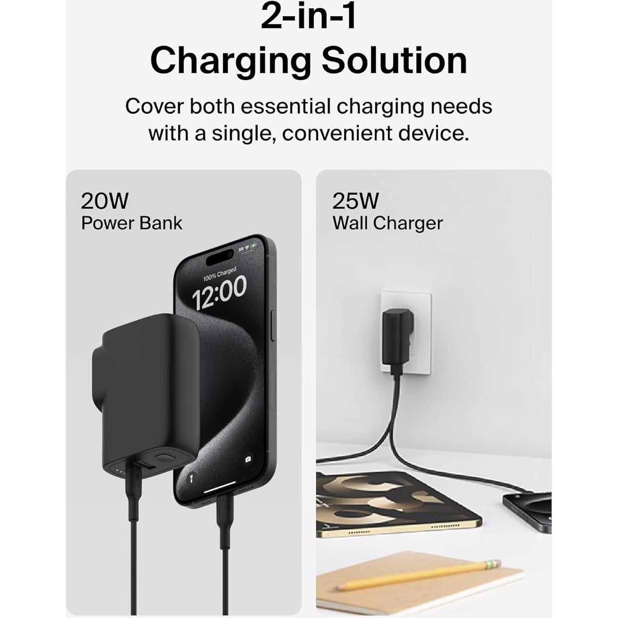 Cargador Híbrido USB Belkin BoostCharge 25W + Batería 5000mAh