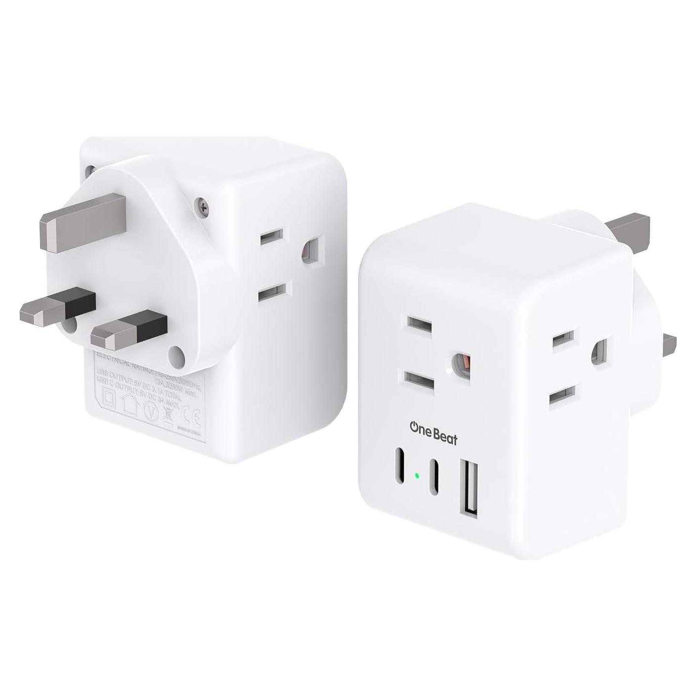 Adaptador de Enchufe de Viaje Tipo G One Beat 3 Salidas USB