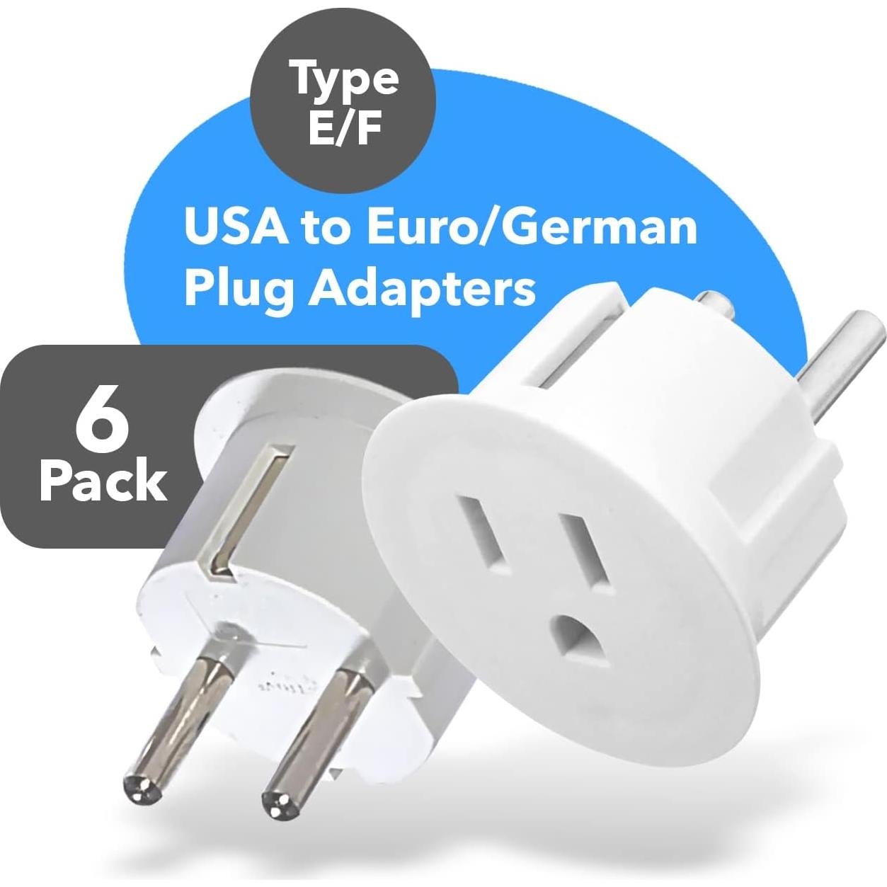 Adaptador de Enchufe Americano a Europeo OREI - Paquete de 6