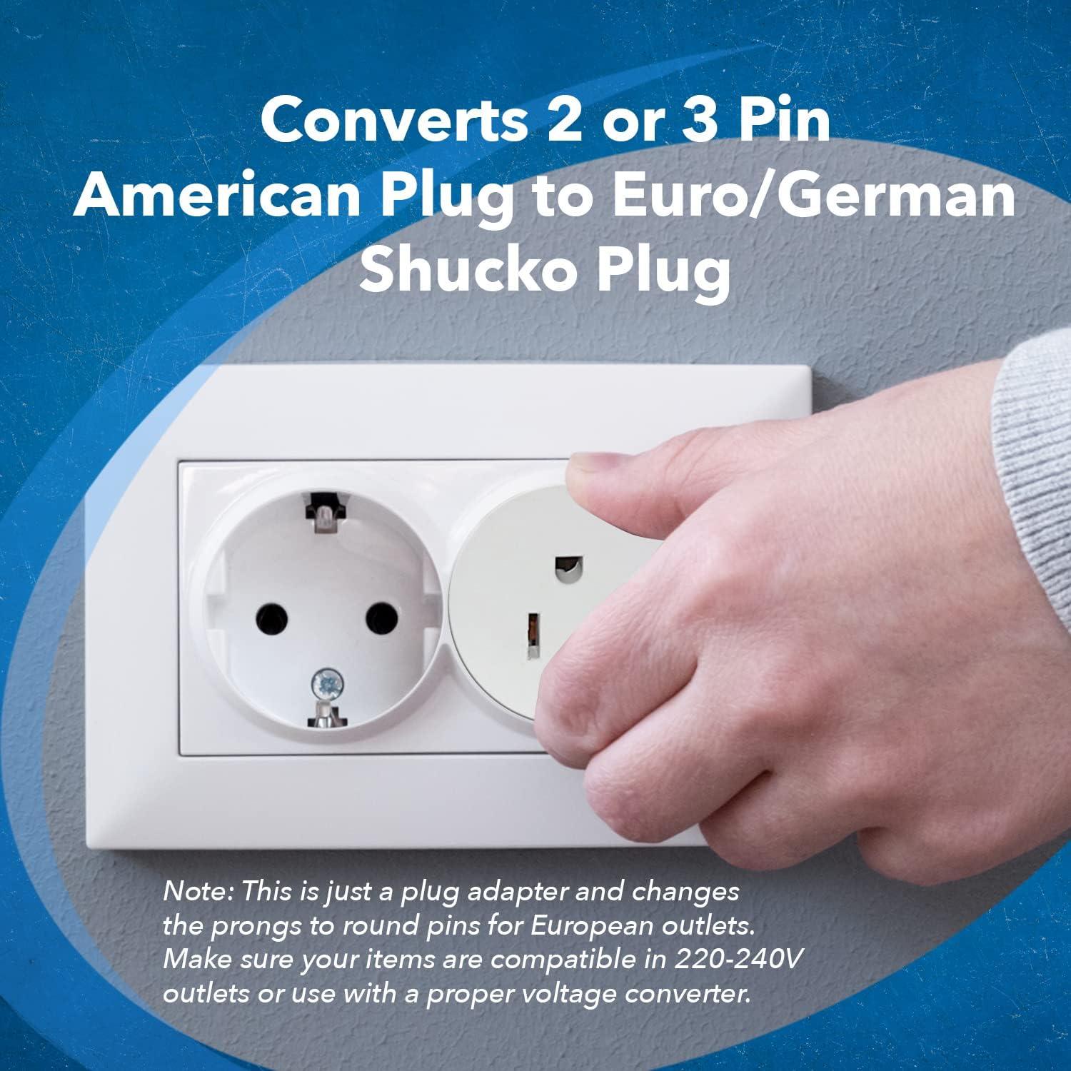 Adaptador de Enchufe Americano a Europeo OREI - Paquete de 6