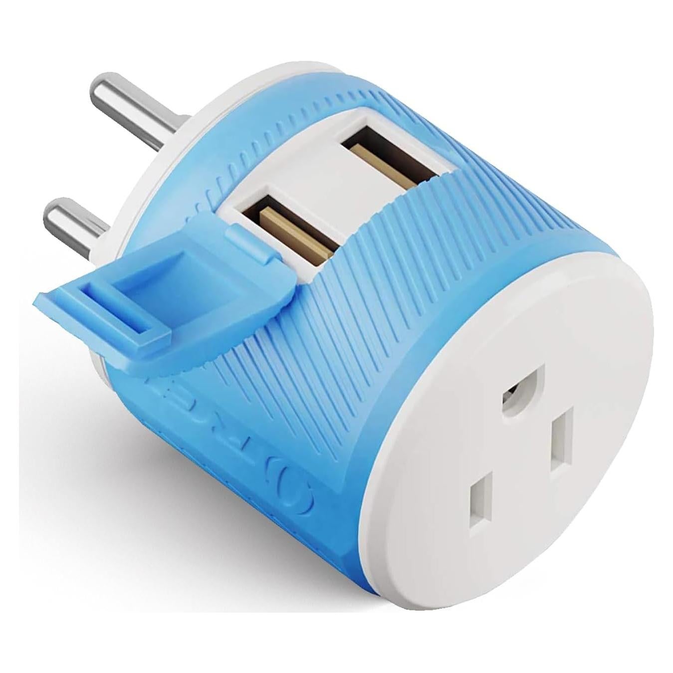 Adaptador de Enchufe de Viaje OREI Tipo O - Doble USB 2.4A