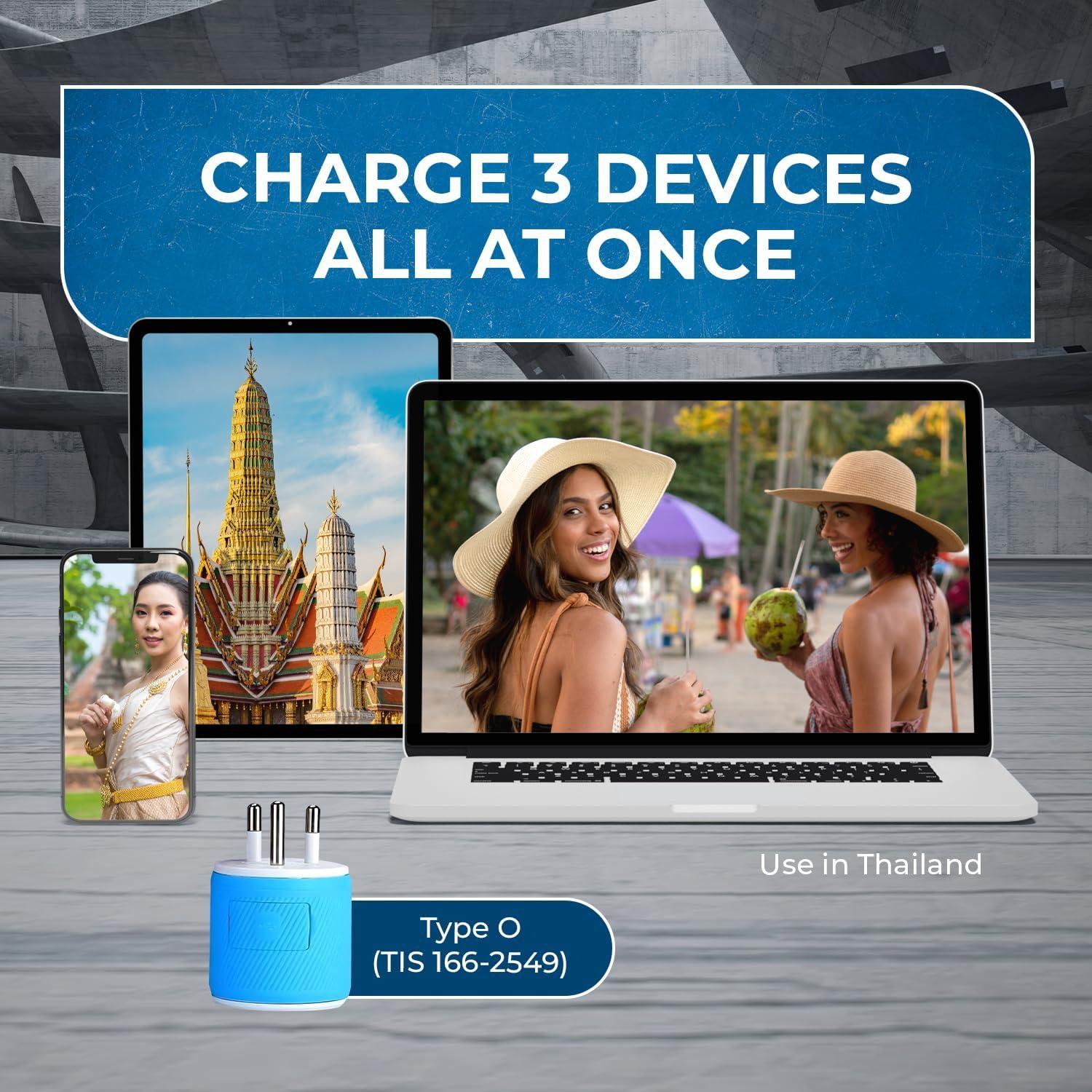 Adaptador de Enchufe de Viaje OREI Tipo O - Doble USB 2.4A