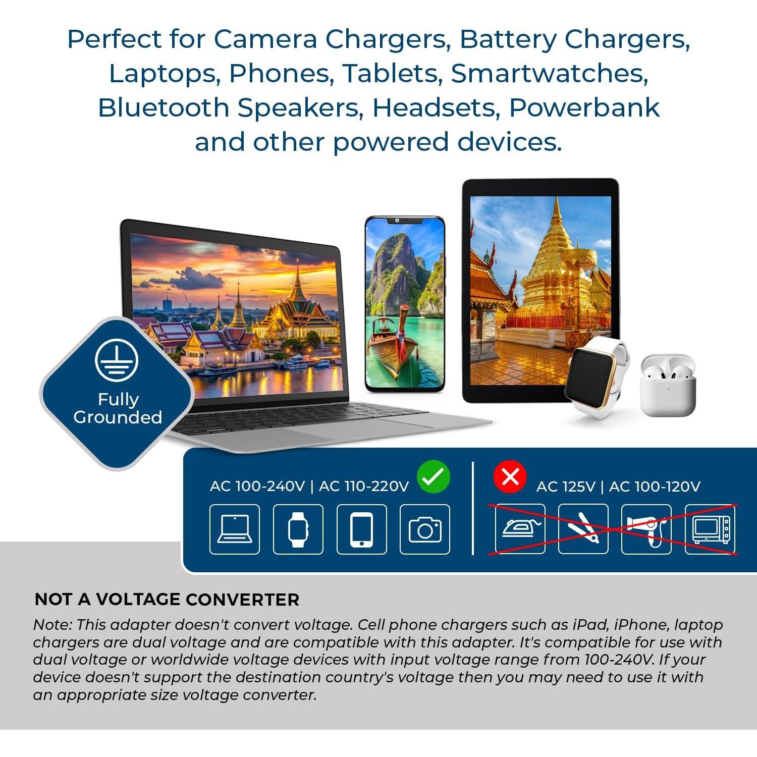 Adaptador de Enchufe de Viaje OREI Tipo O - Doble USB 2.4A