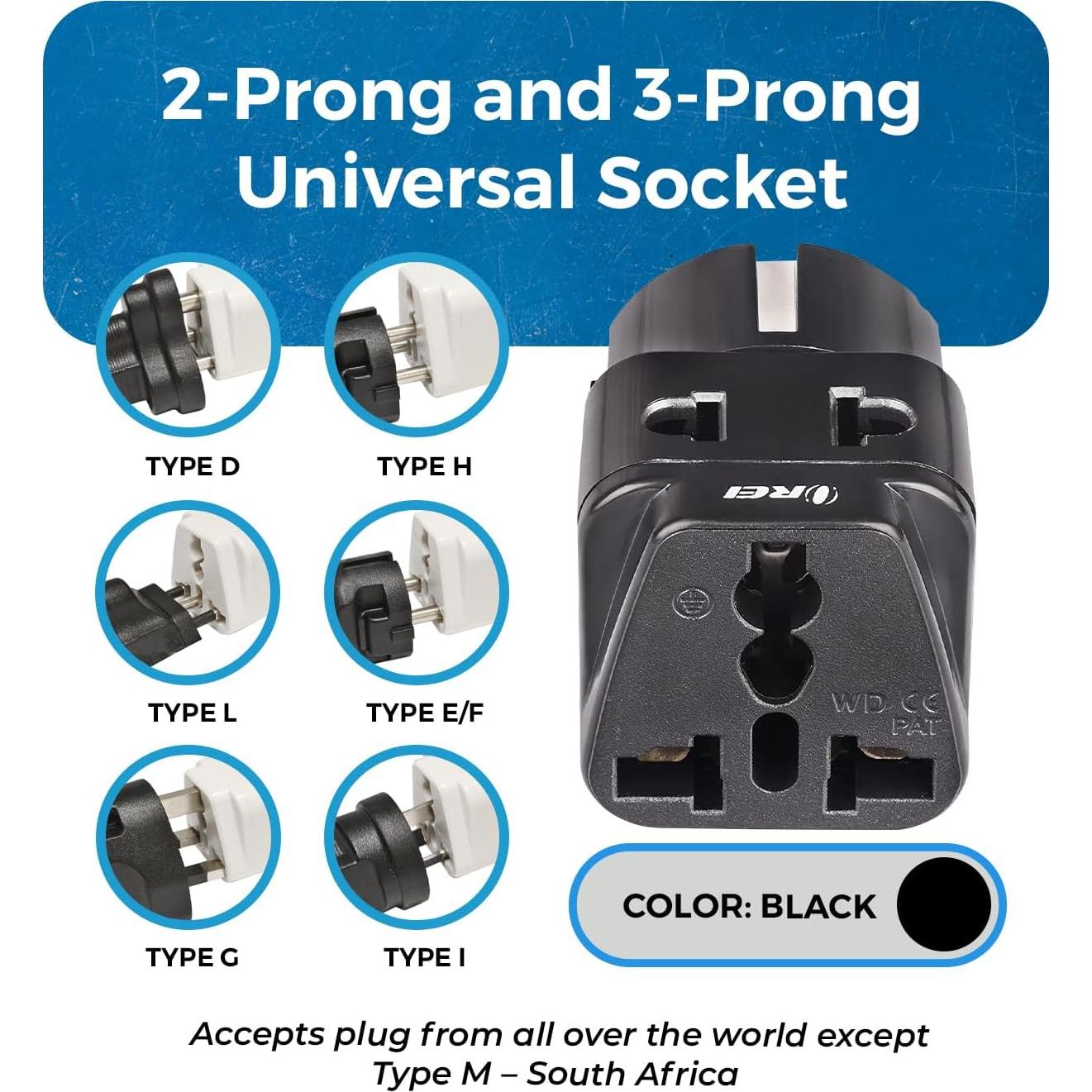 Adaptador de Viaje OREI Schuko Tipo E/F - Paquete de 4