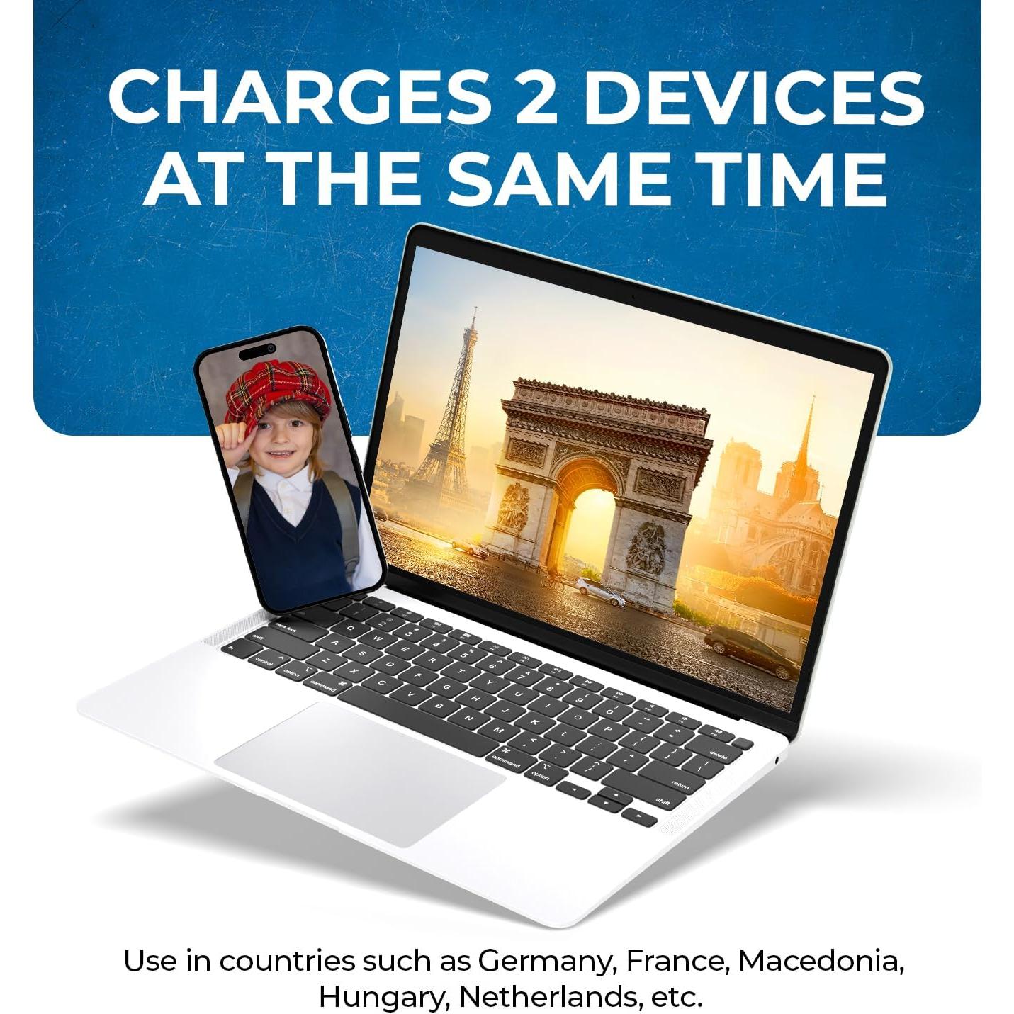 Adaptador de Viaje OREI Schuko Tipo E/F - Paquete de 4