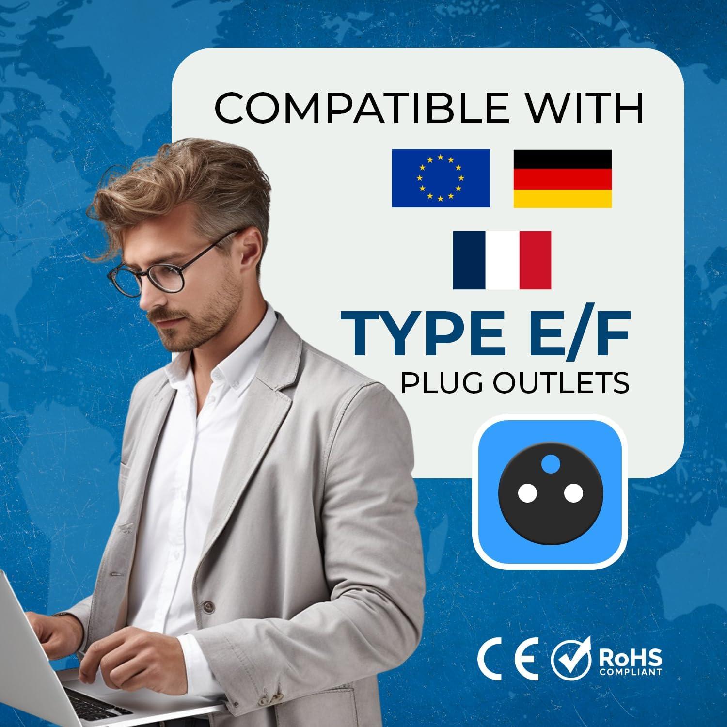 Adaptador de Viaje OREI Schuko Tipo E/F - Paquete de 4