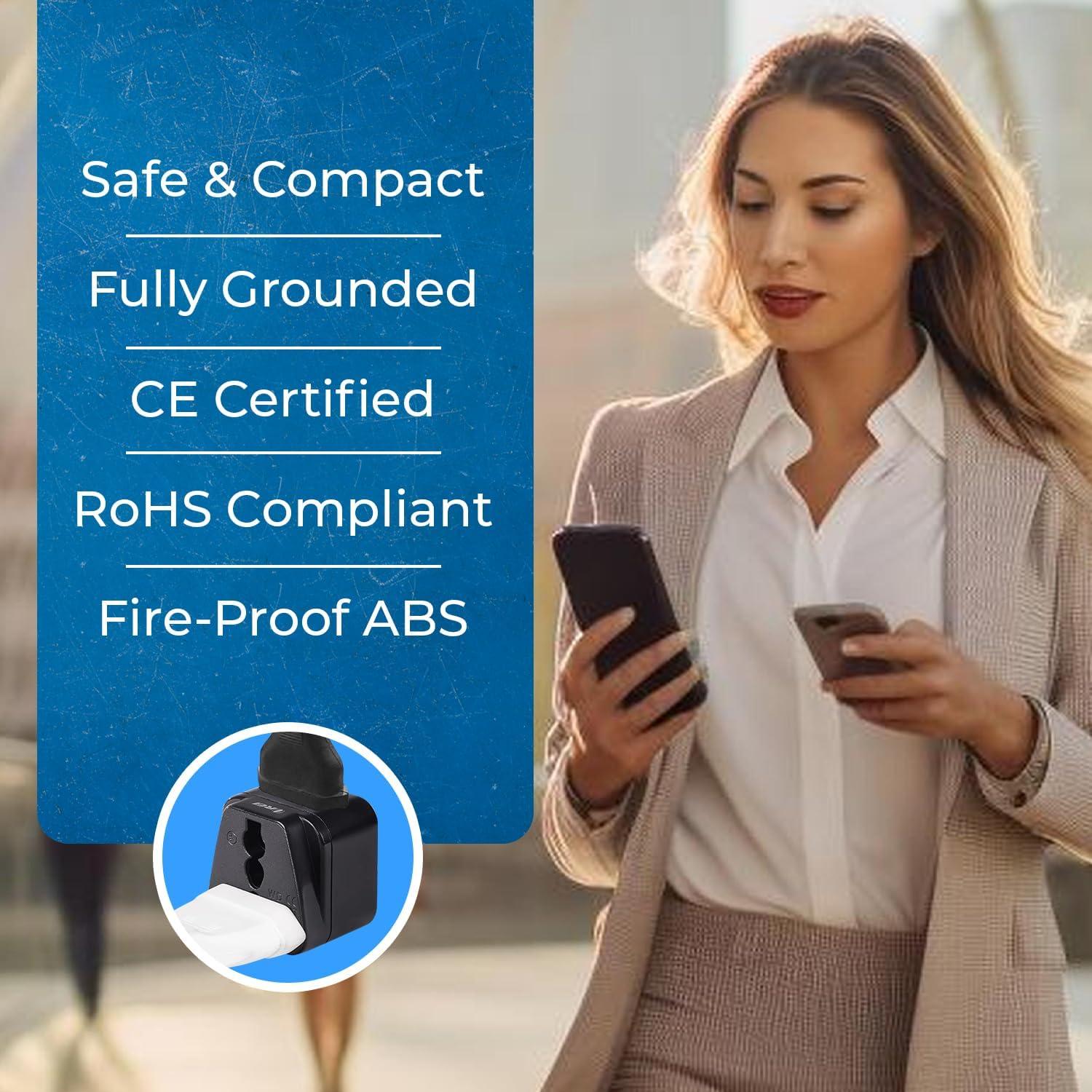 Adaptador de Viaje OREI Schuko Tipo E/F - Paquete de 4