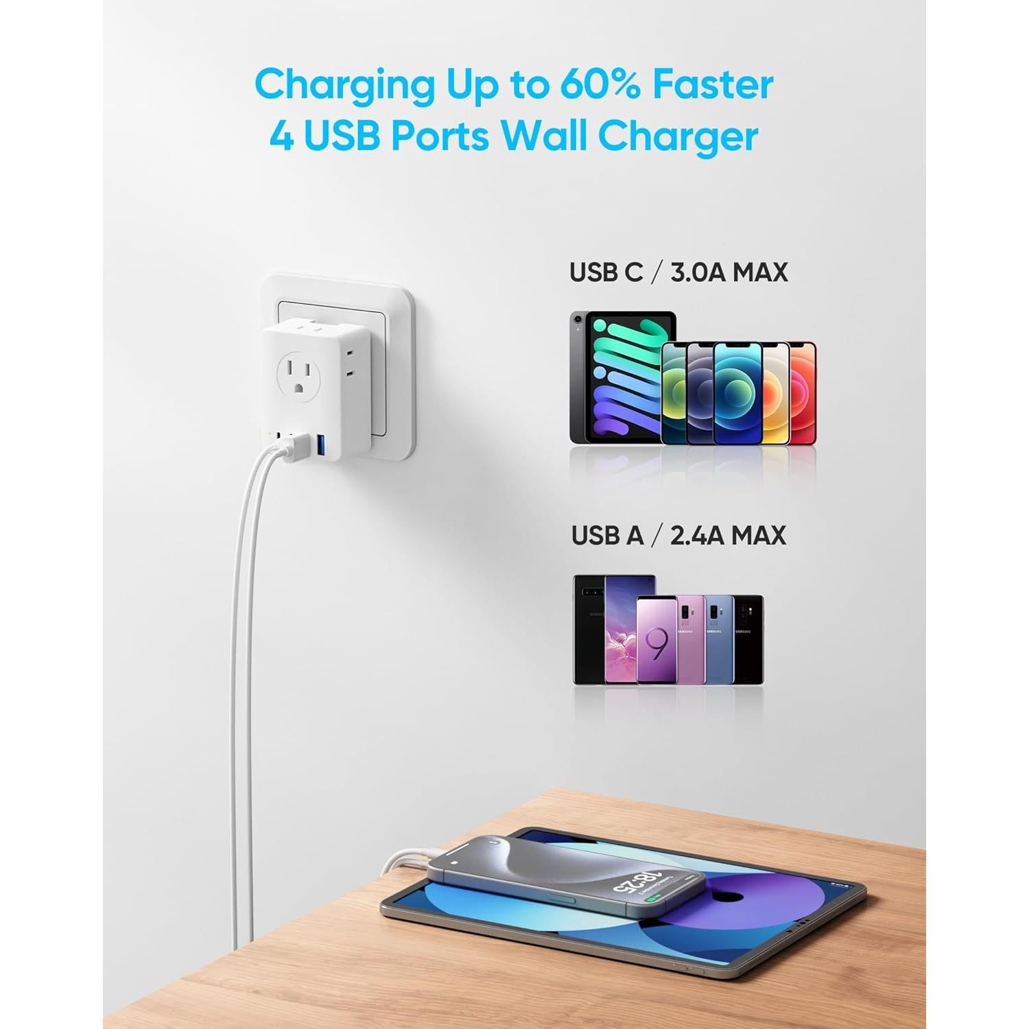 Adaptador de Enchufe de Viaje Kakyanill 8 en 1 con USB