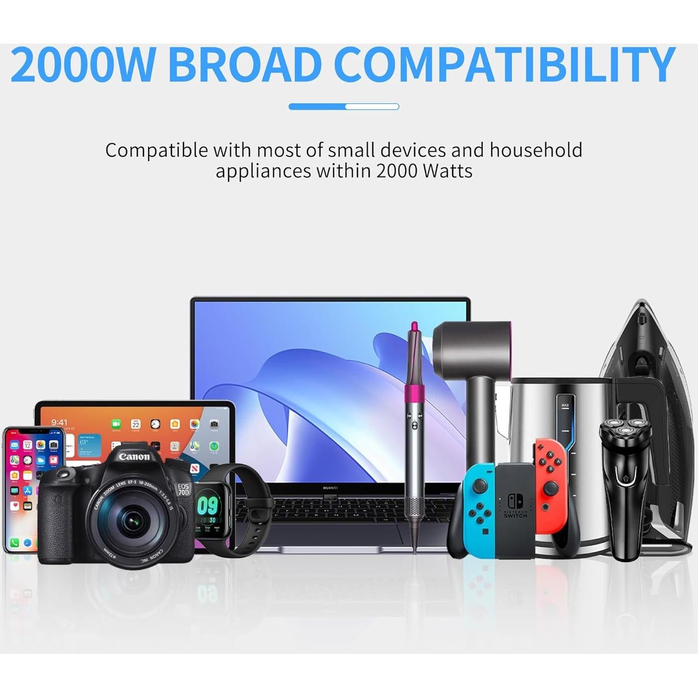 Convertidor de Voltaje 220V a 110V Kruuue 2000W para Viajes