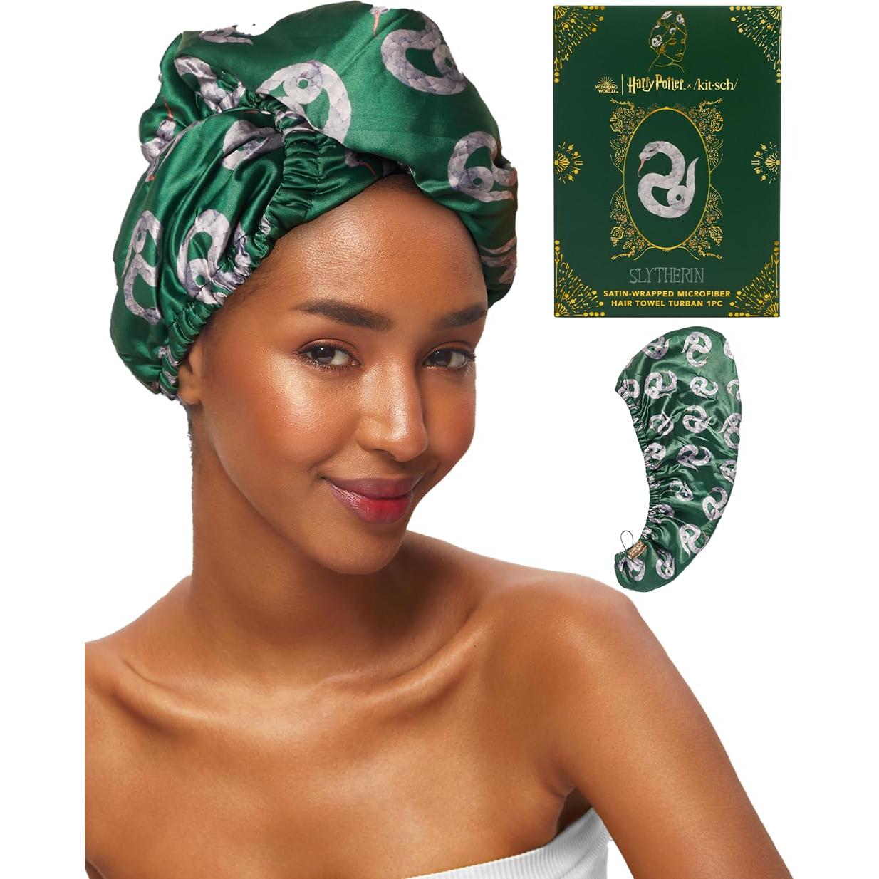 Toalla de Microfibra Satinada Kitsch para Cabello Slytherin - Secado Rápido, Anti-Frizz