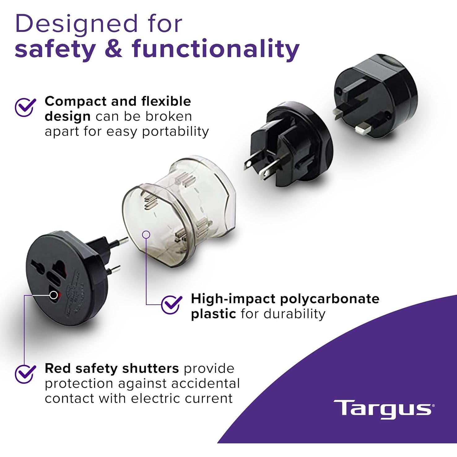 Adaptador de Viaje Universal Targus APK01AP-52, 145g, Negro