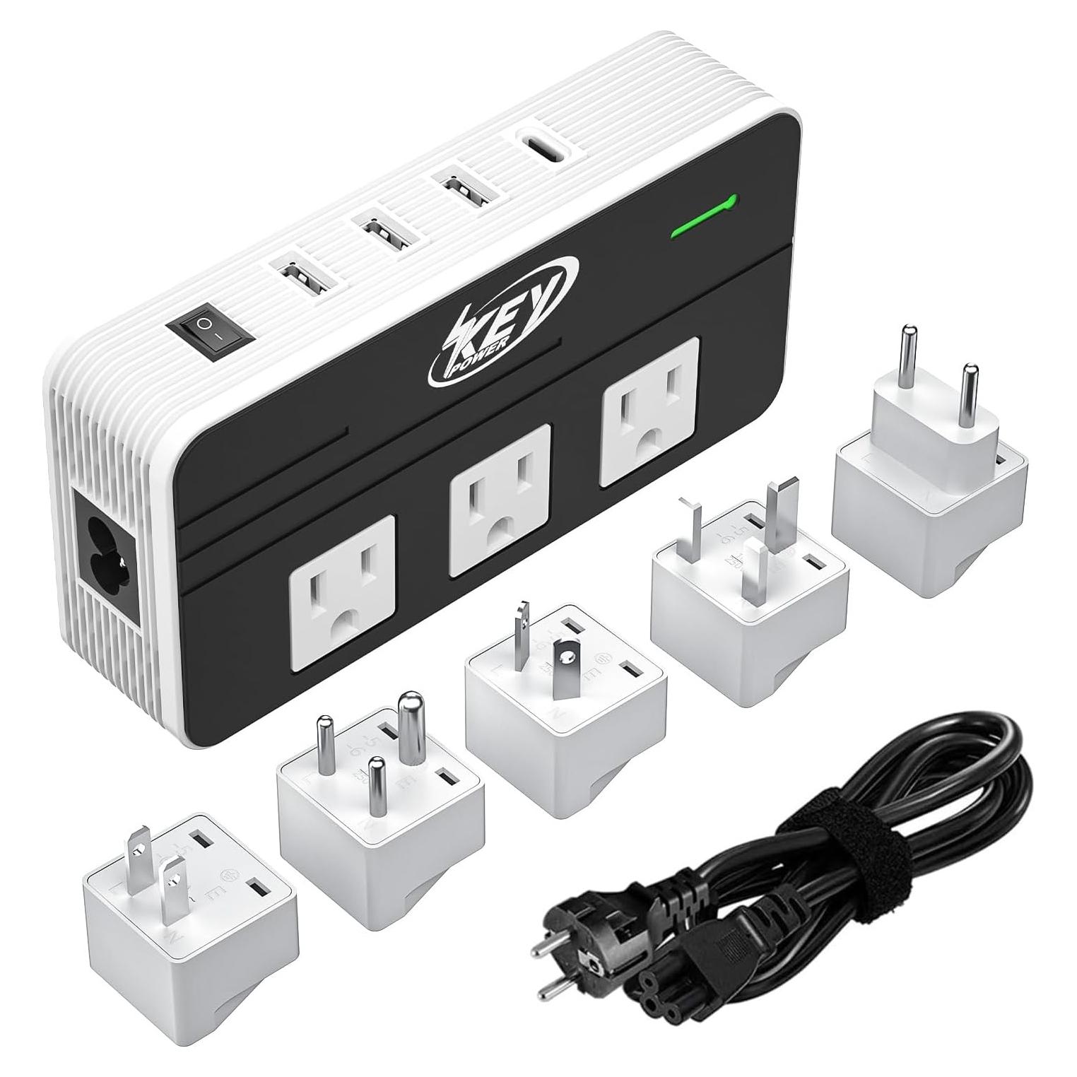 Convertidor de Voltaje 230W Key Power 220V a 110V USB-C