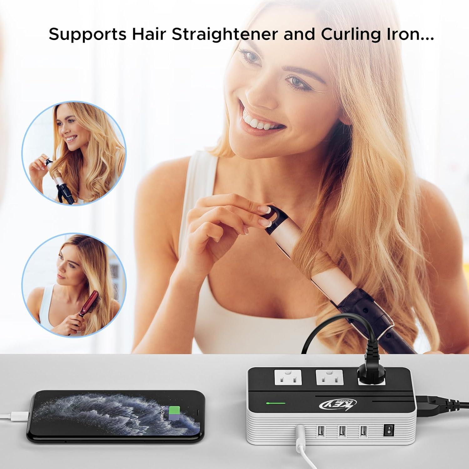 Convertidor de Voltaje 230W Key Power 220V a 110V USB-C