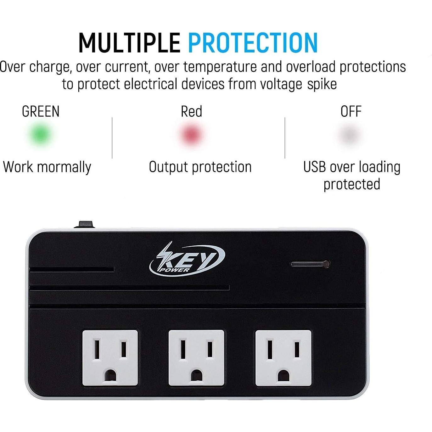 Convertidor de Voltaje 230W Key Power 220V a 110V USB-C