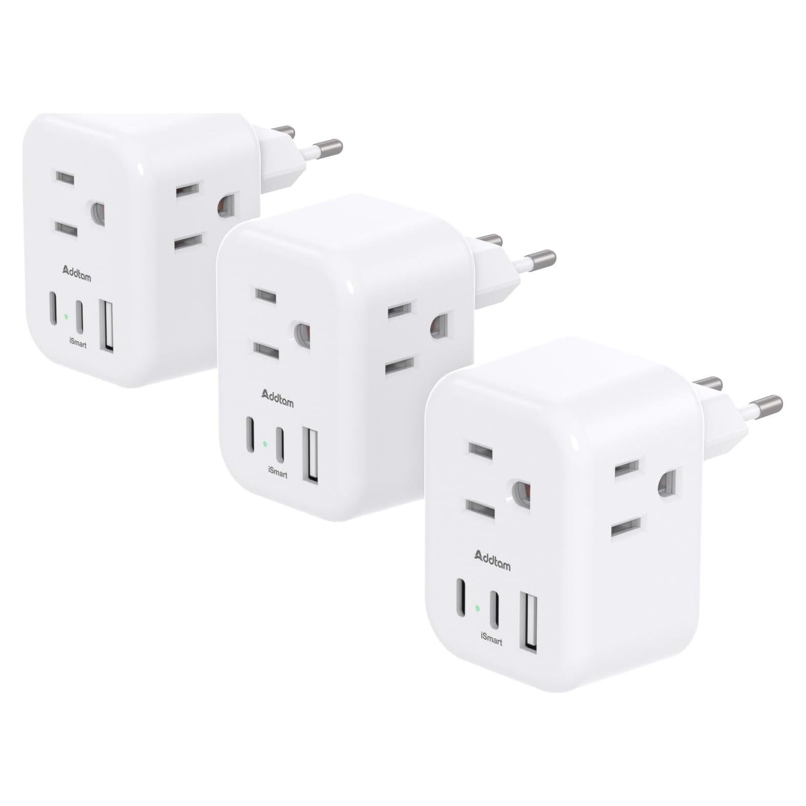 Adaptador de Enchufe de Viaje Addtam Tipo C 6 en 1 con USB