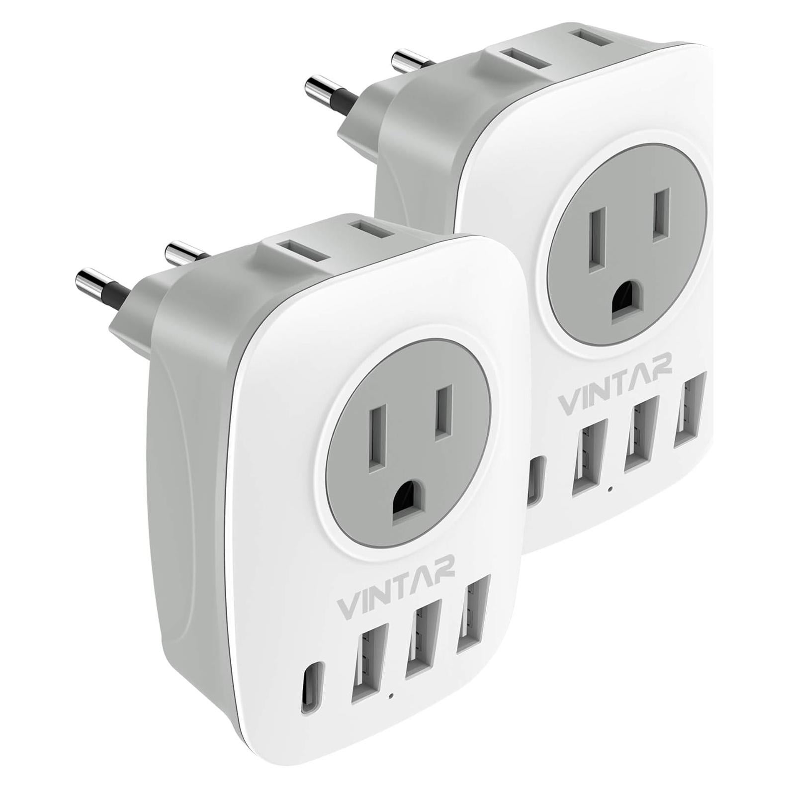 Adaptador de Enchufe de Viaje VINTAR Tipo C 6 en 1 USB