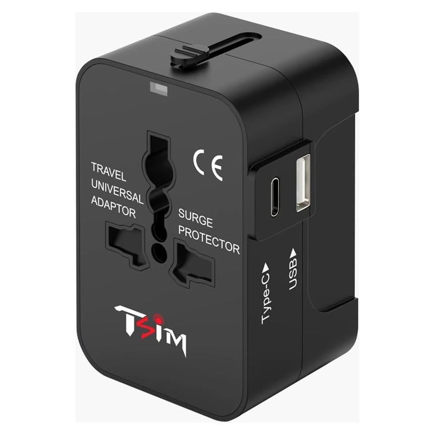 Adaptador de Viaje Universal TSIM con USB C y SIM Internacional
